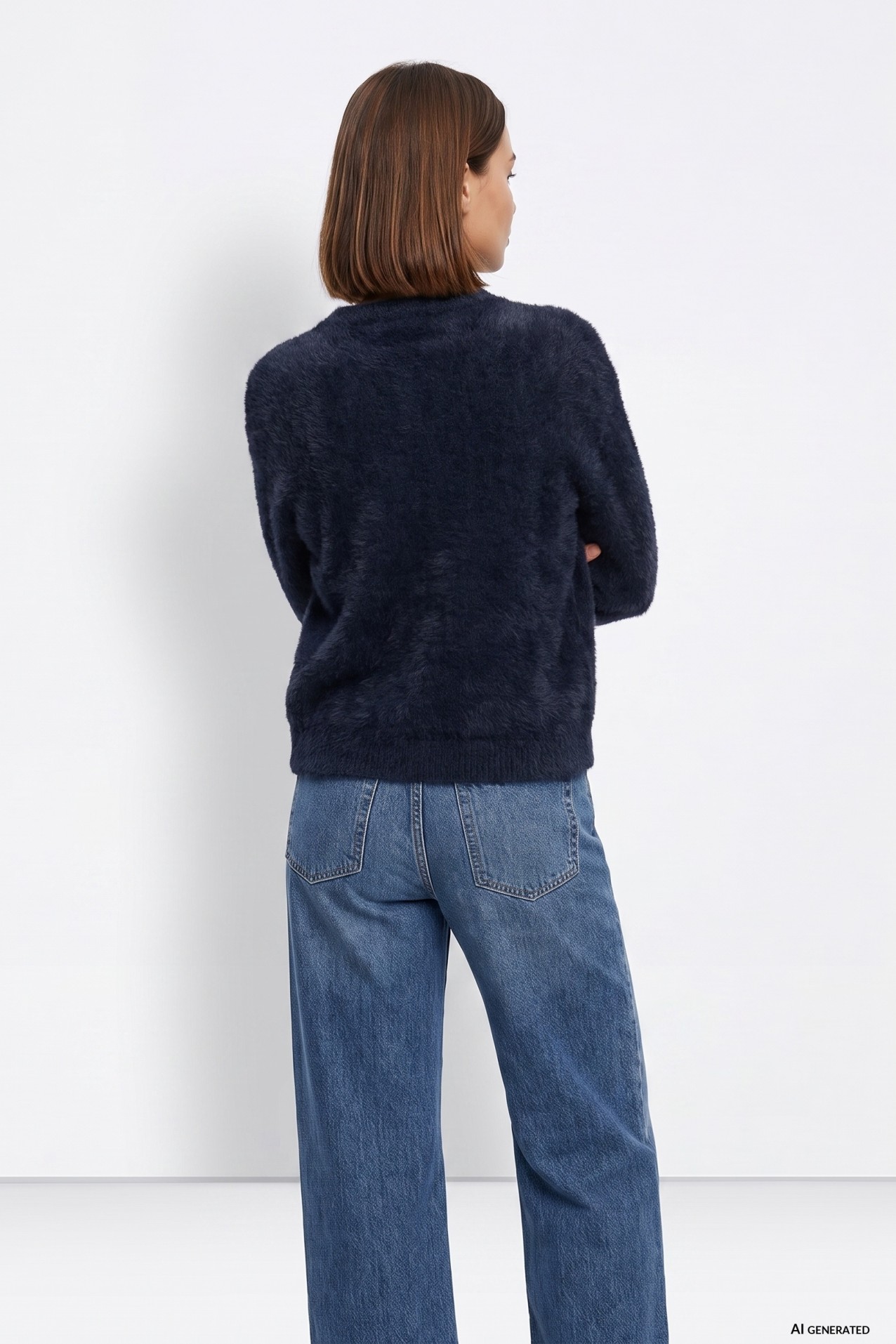 Navy Blue Fluffy Jumper