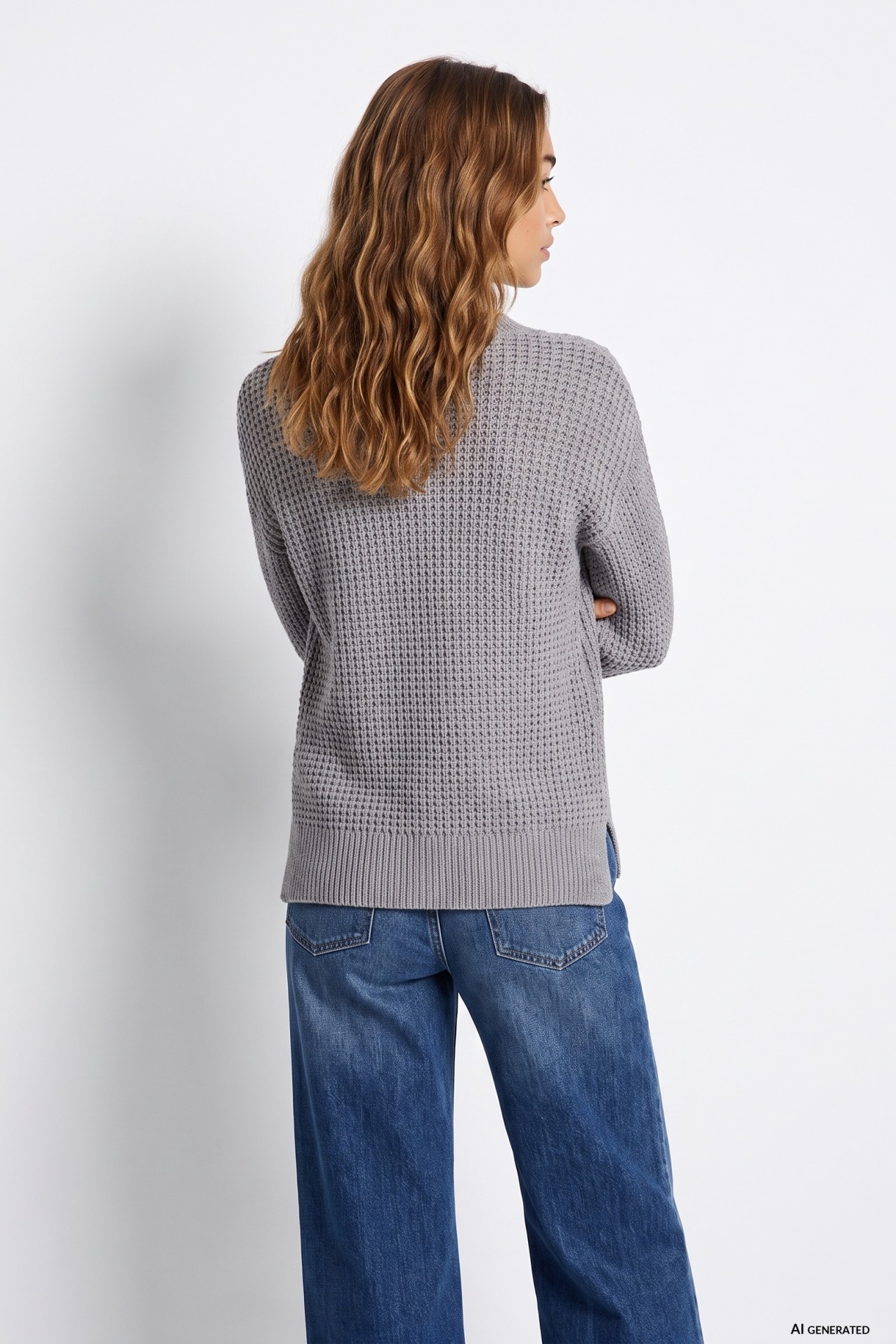 Grey Melange V-Neck Sweater