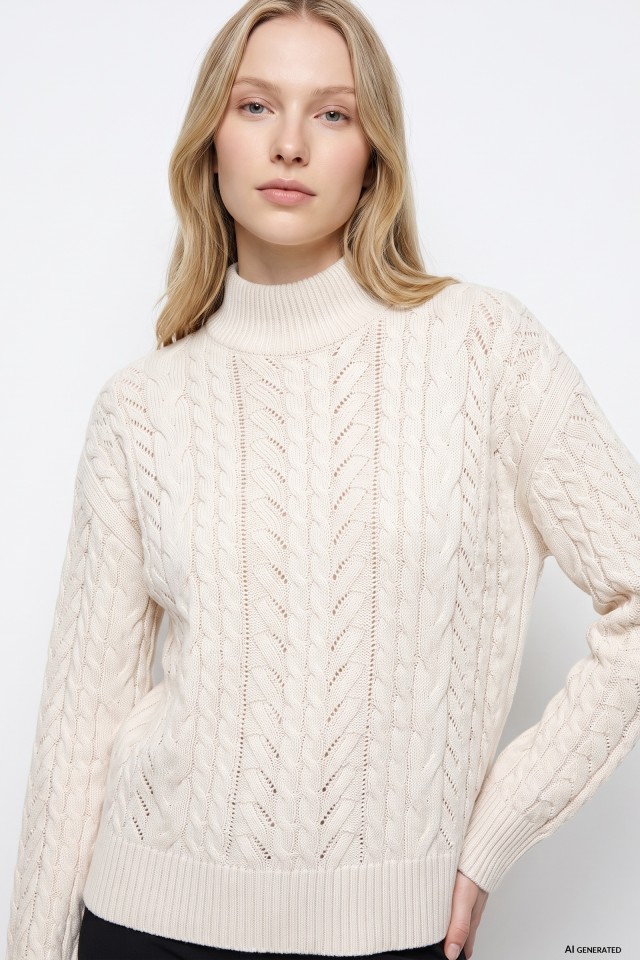 Beige Chunky Knit Sweater