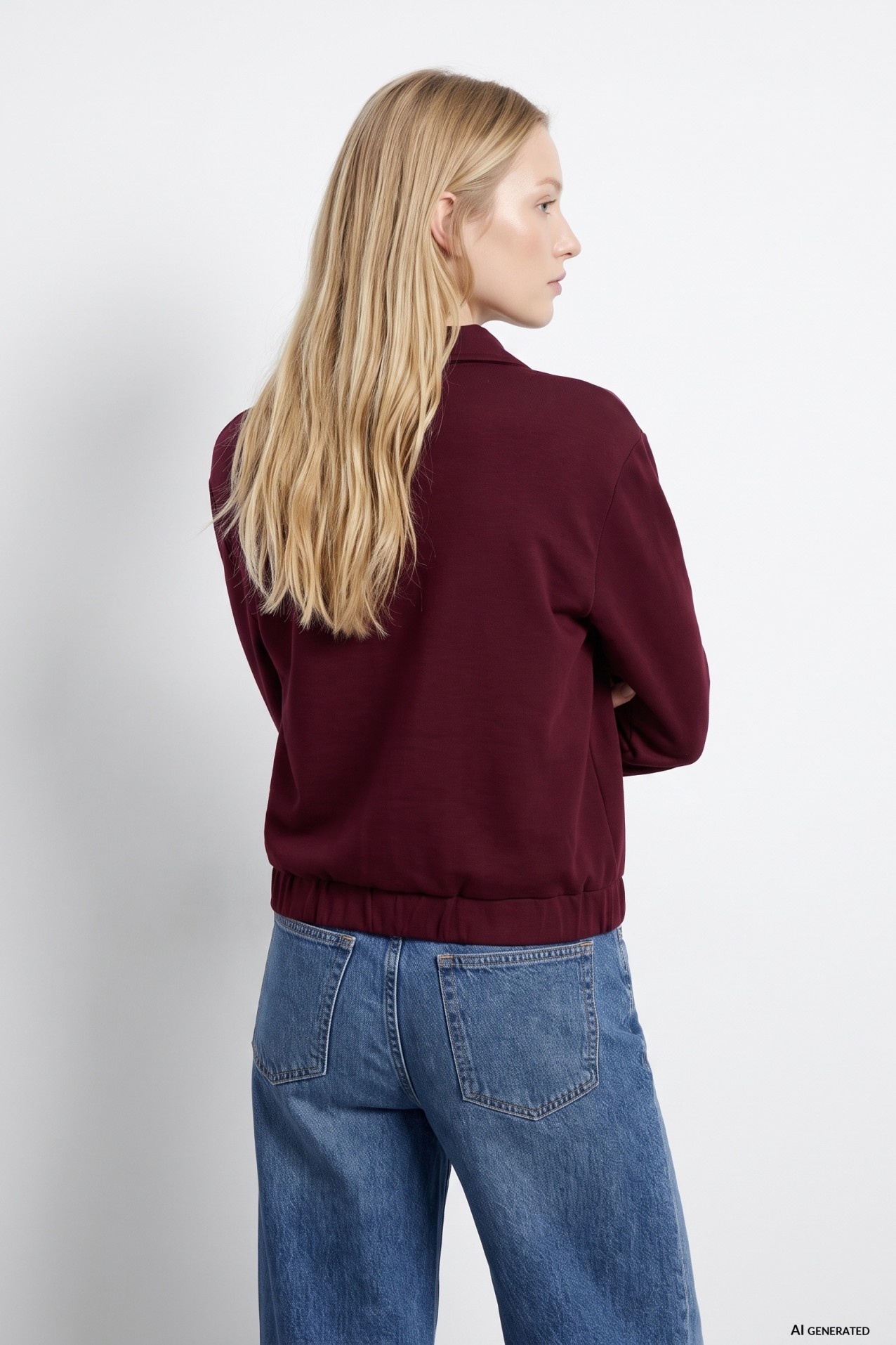 Wine Red V-Neck Sweatshirt