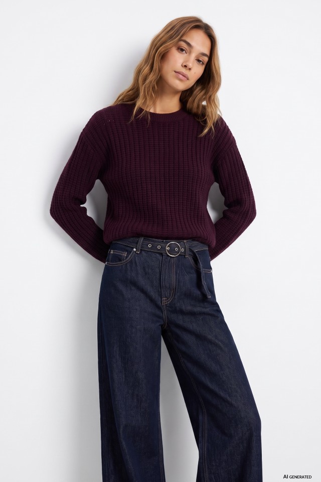Chunky Burgundy Knit Sweater