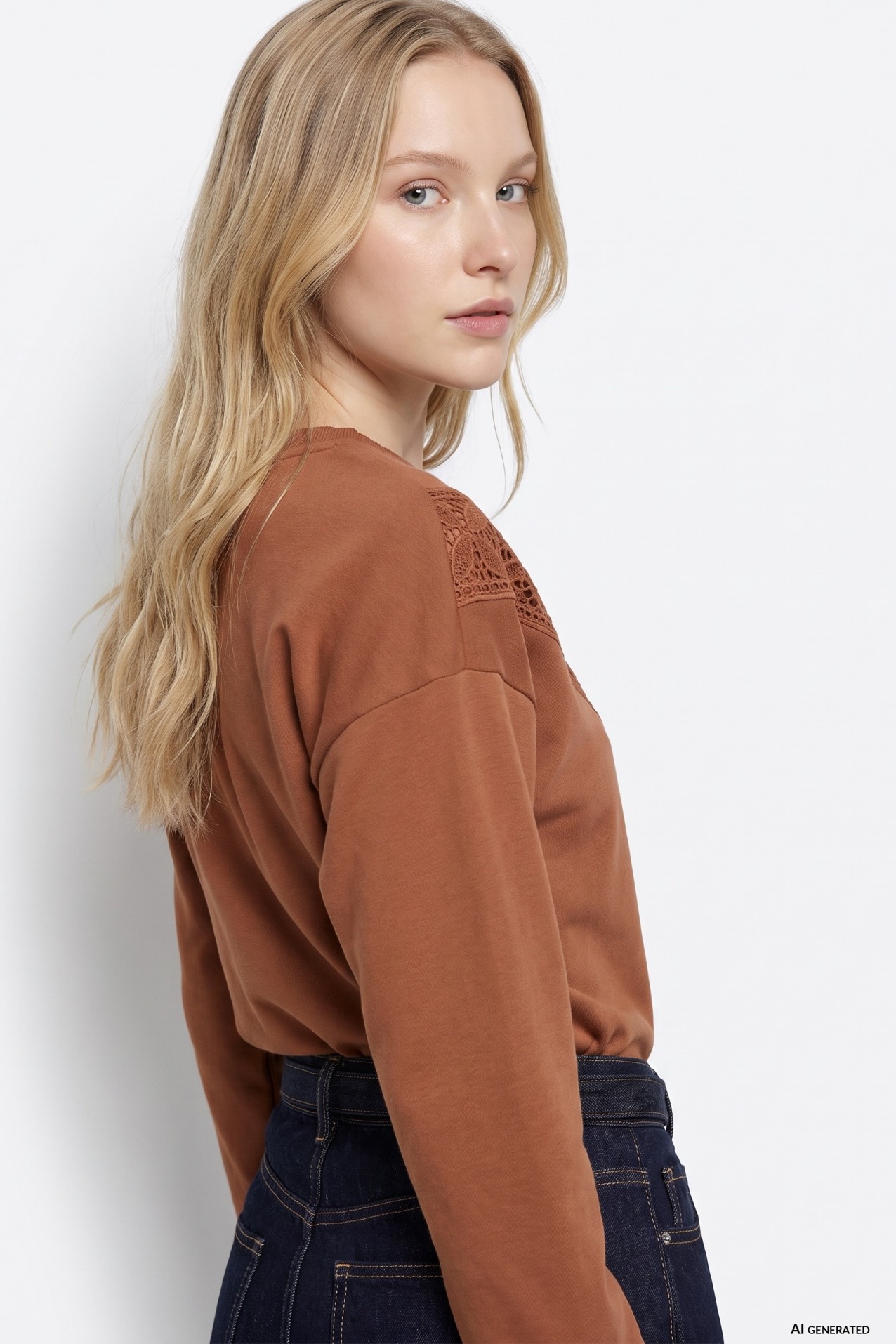 Sudadera marr�n con encaje