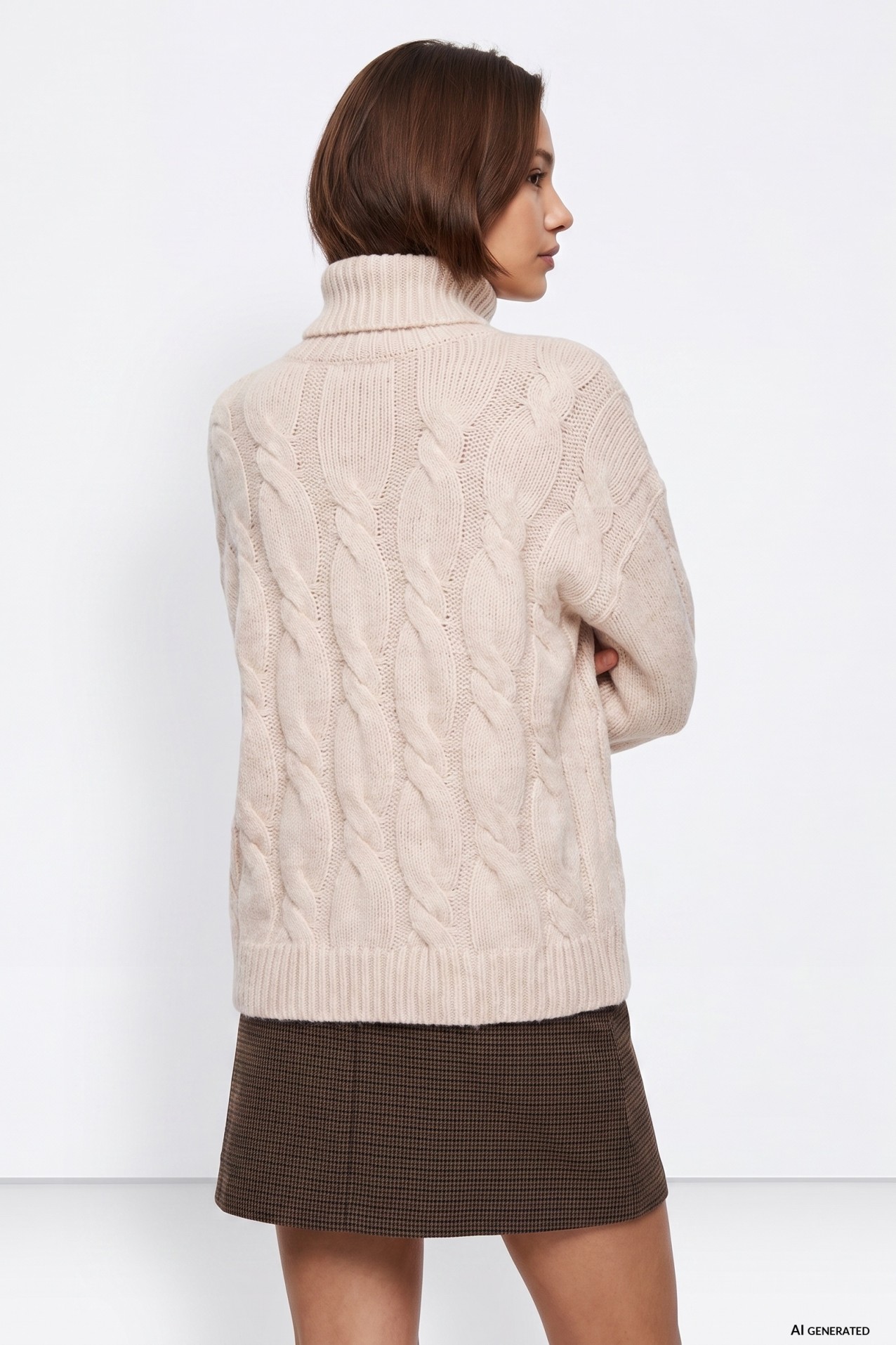 Jersey beige cuello alto