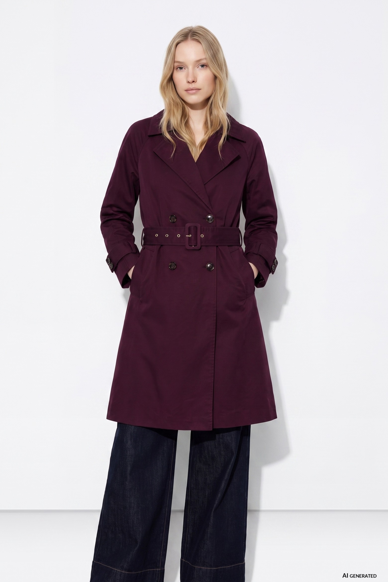Long trench coat in wine