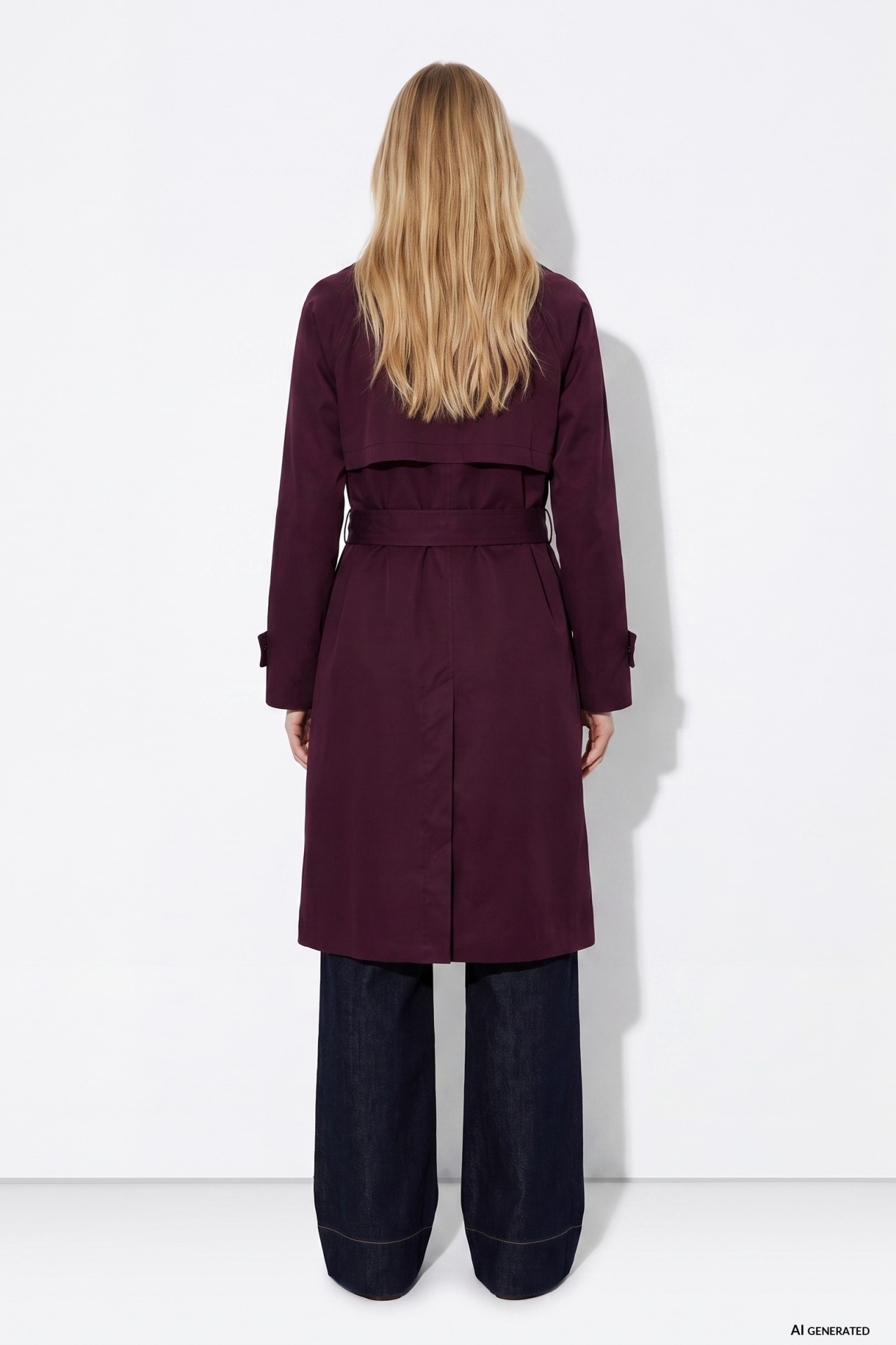 Long trench coat in wine