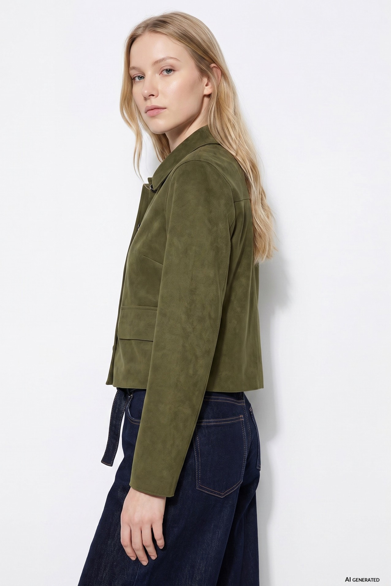 Casaco curto verde bot�es