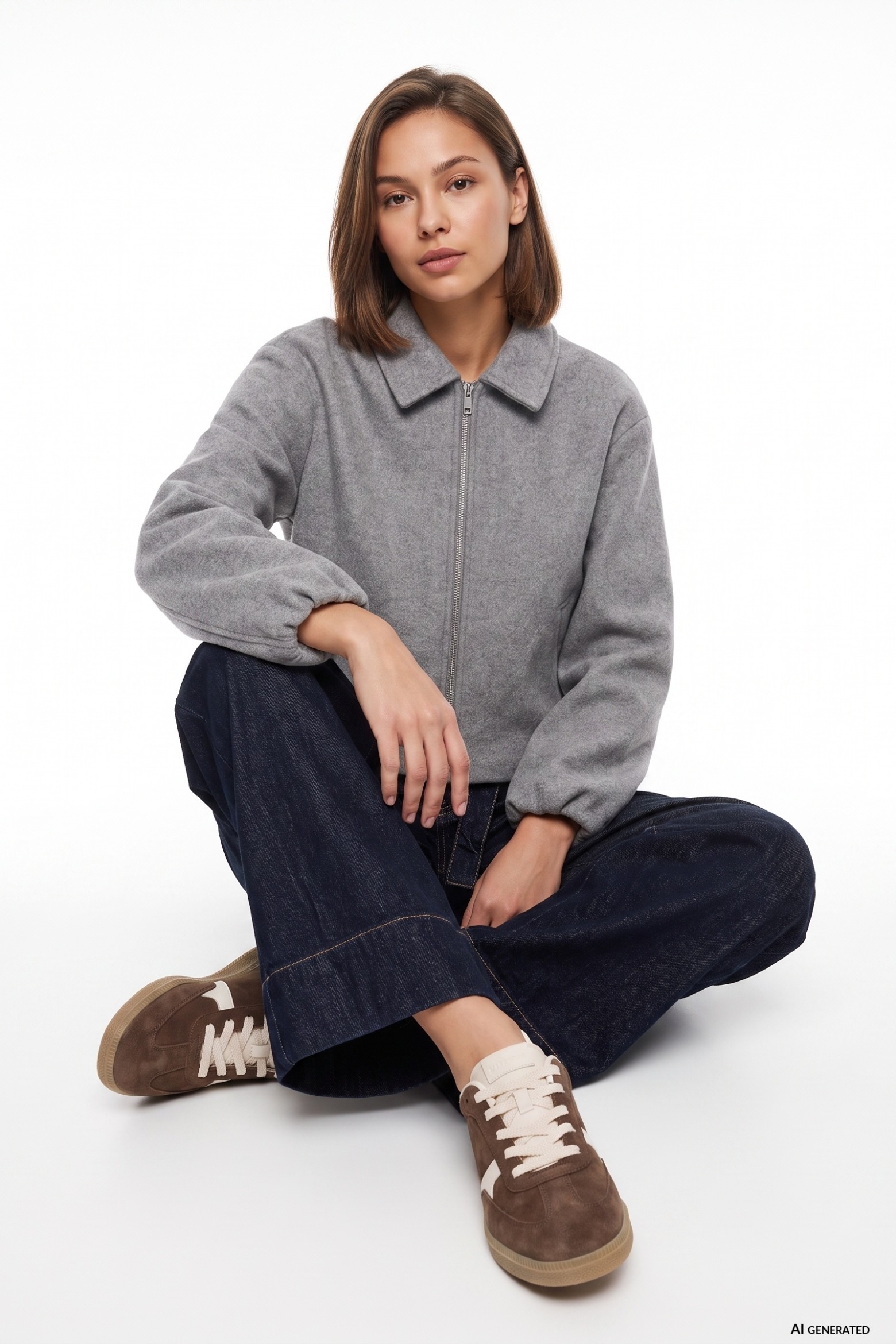 Chaqueta gris melange cropped