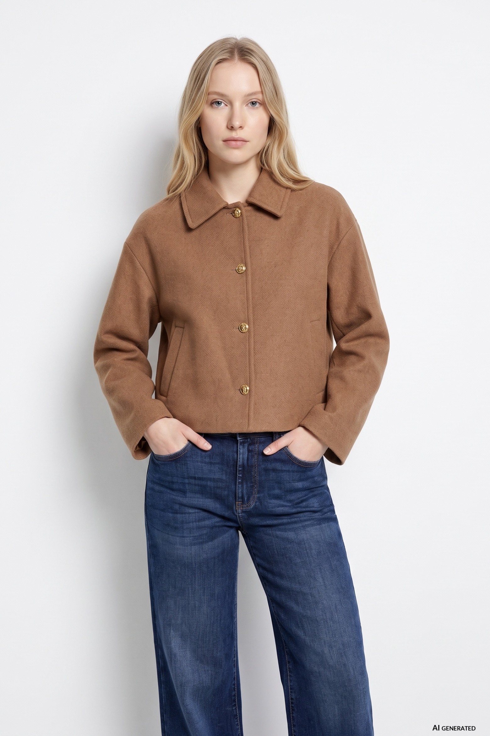 Beige Cropped Casual Jacket