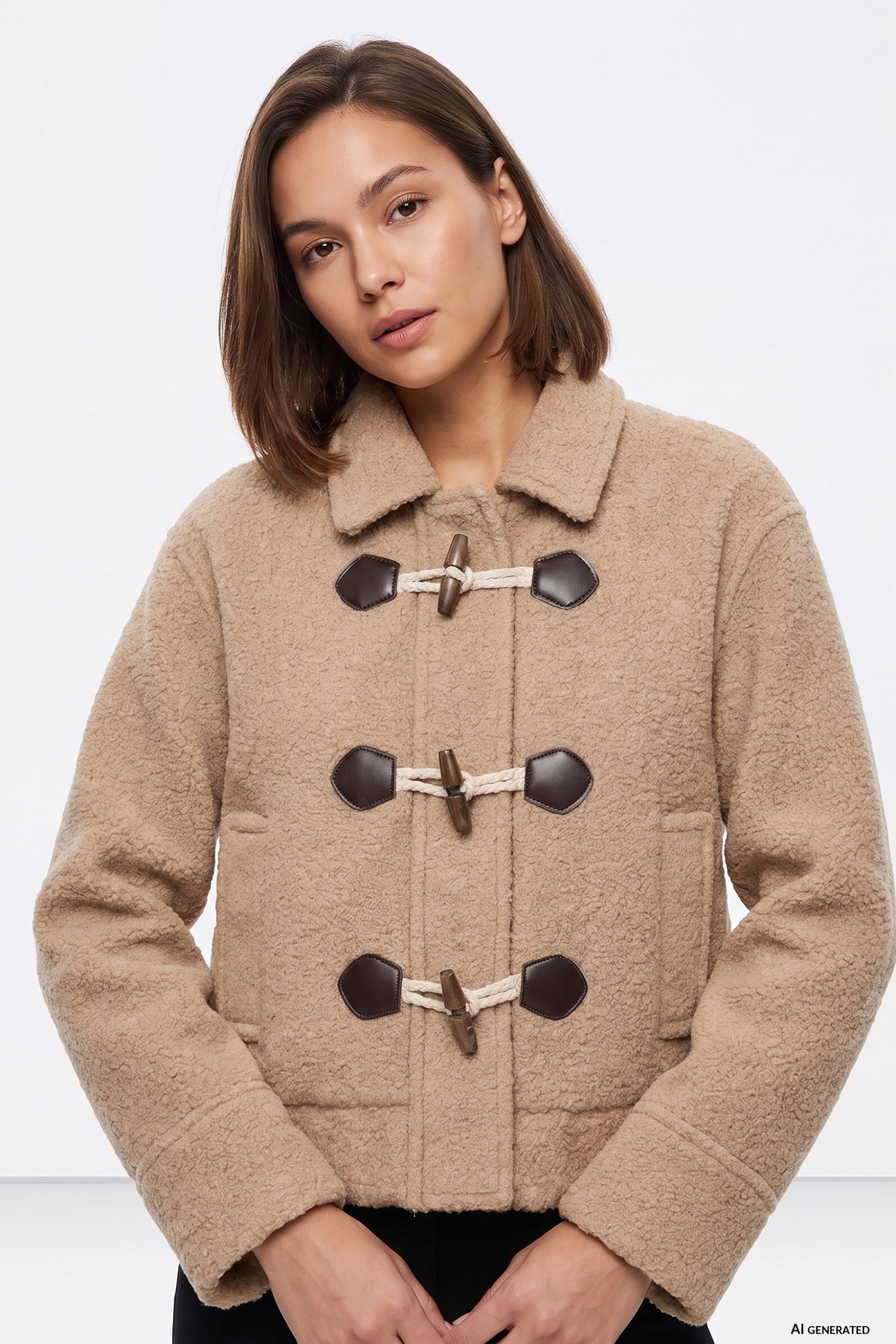 Beige Toggle Short Coat