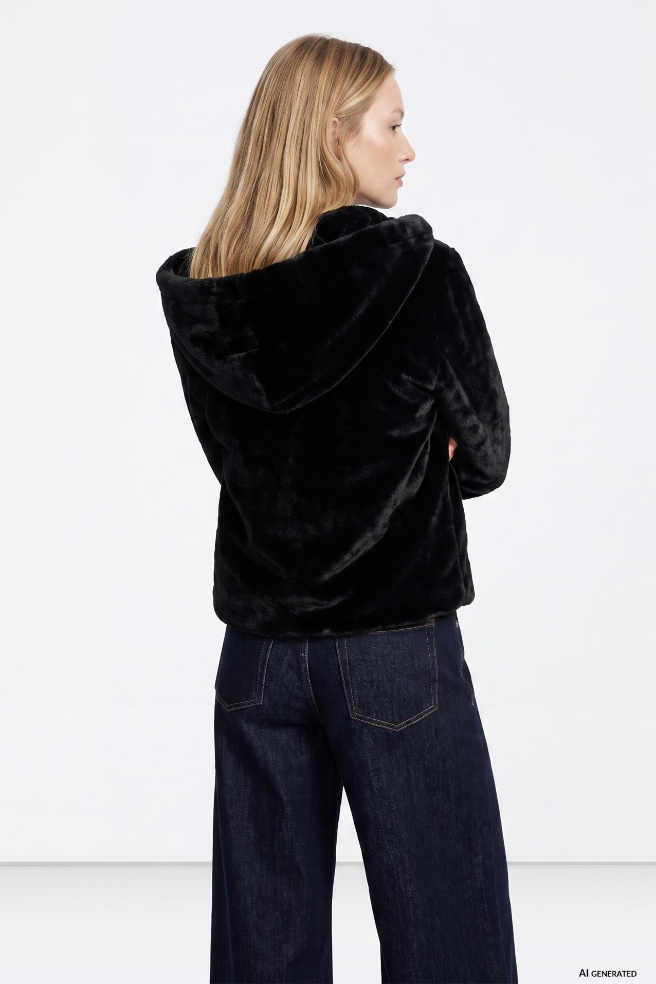 Chaqueta corta negra con capucha