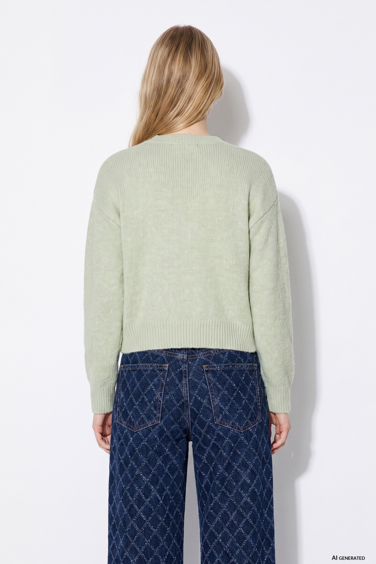 Cardigan verde de corte reto