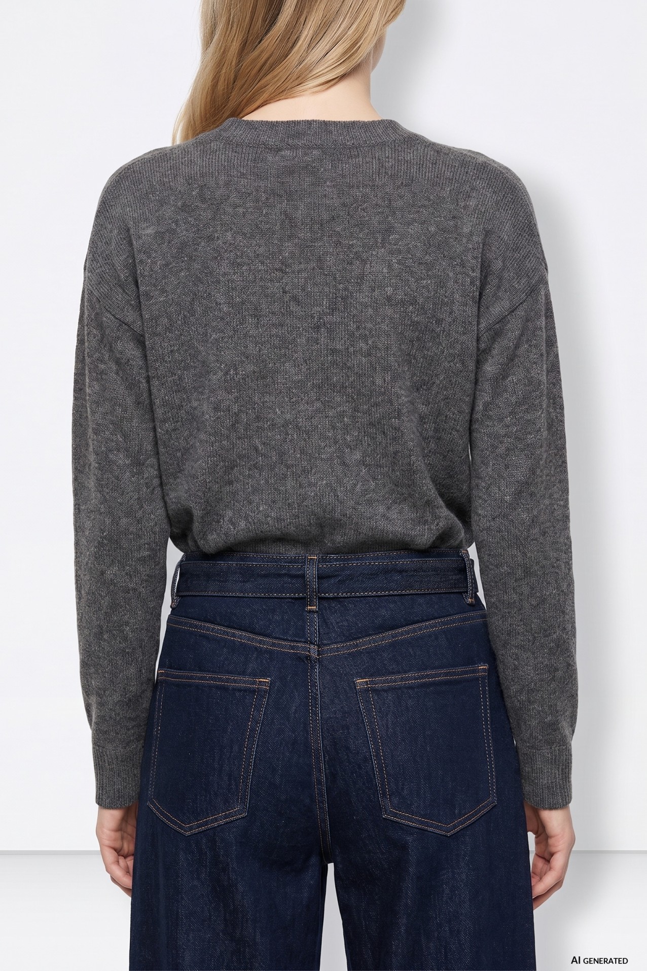 Grey Argyle V-Neck Sweater