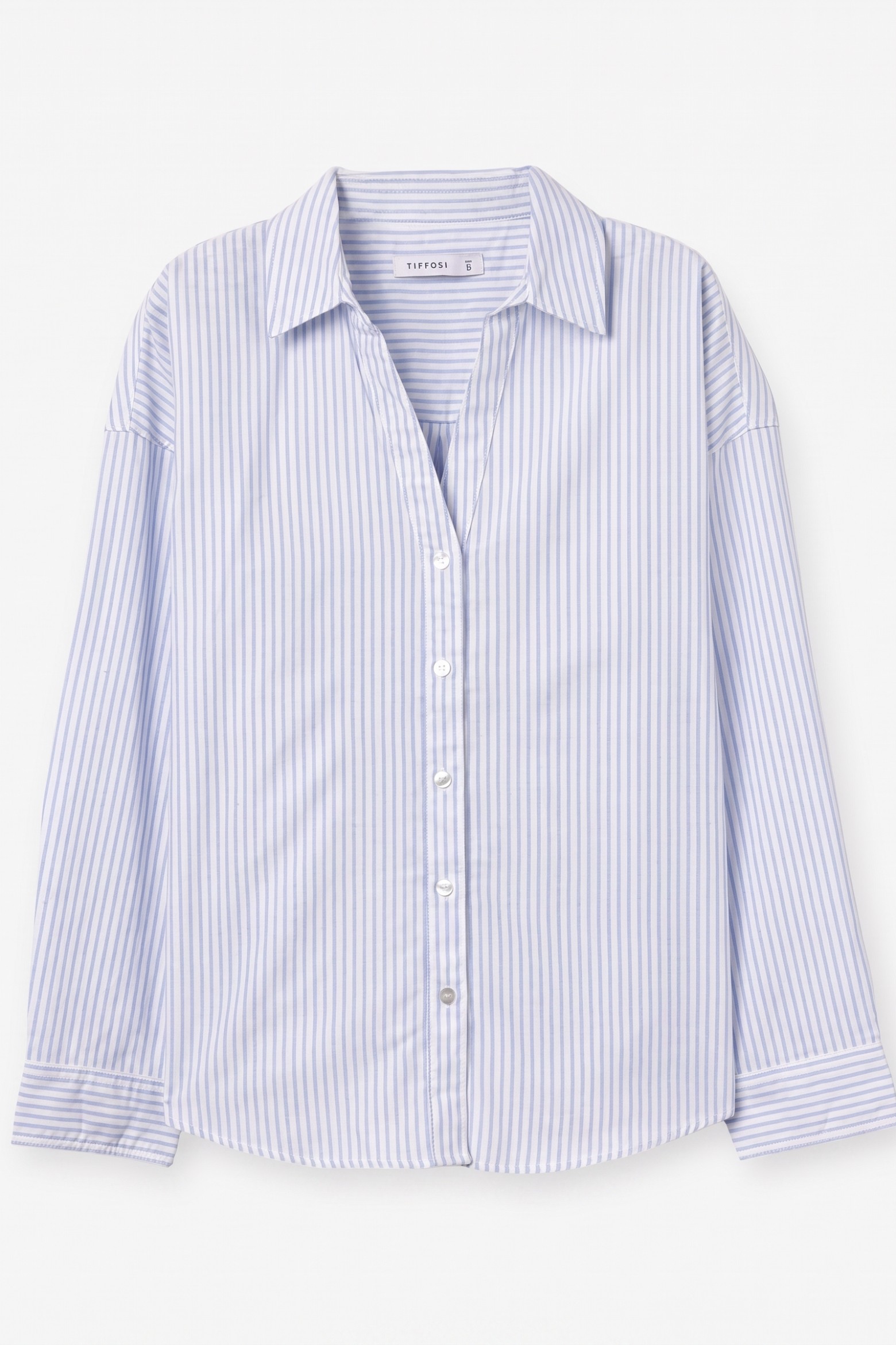 Camisa rayas azul manga larga