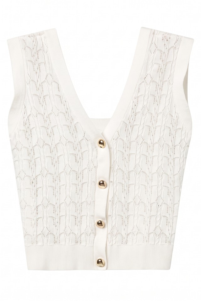 Camisola decote em V cru Camisola decote em V cru