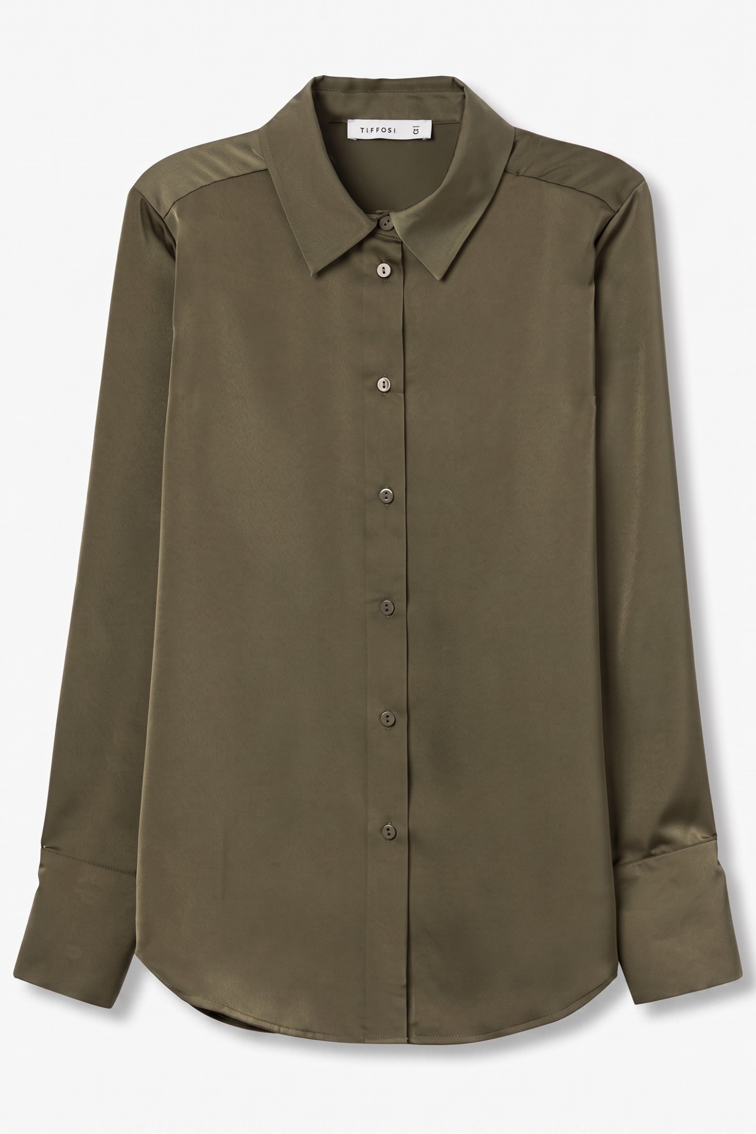 Camisa cl�sica verde satinado