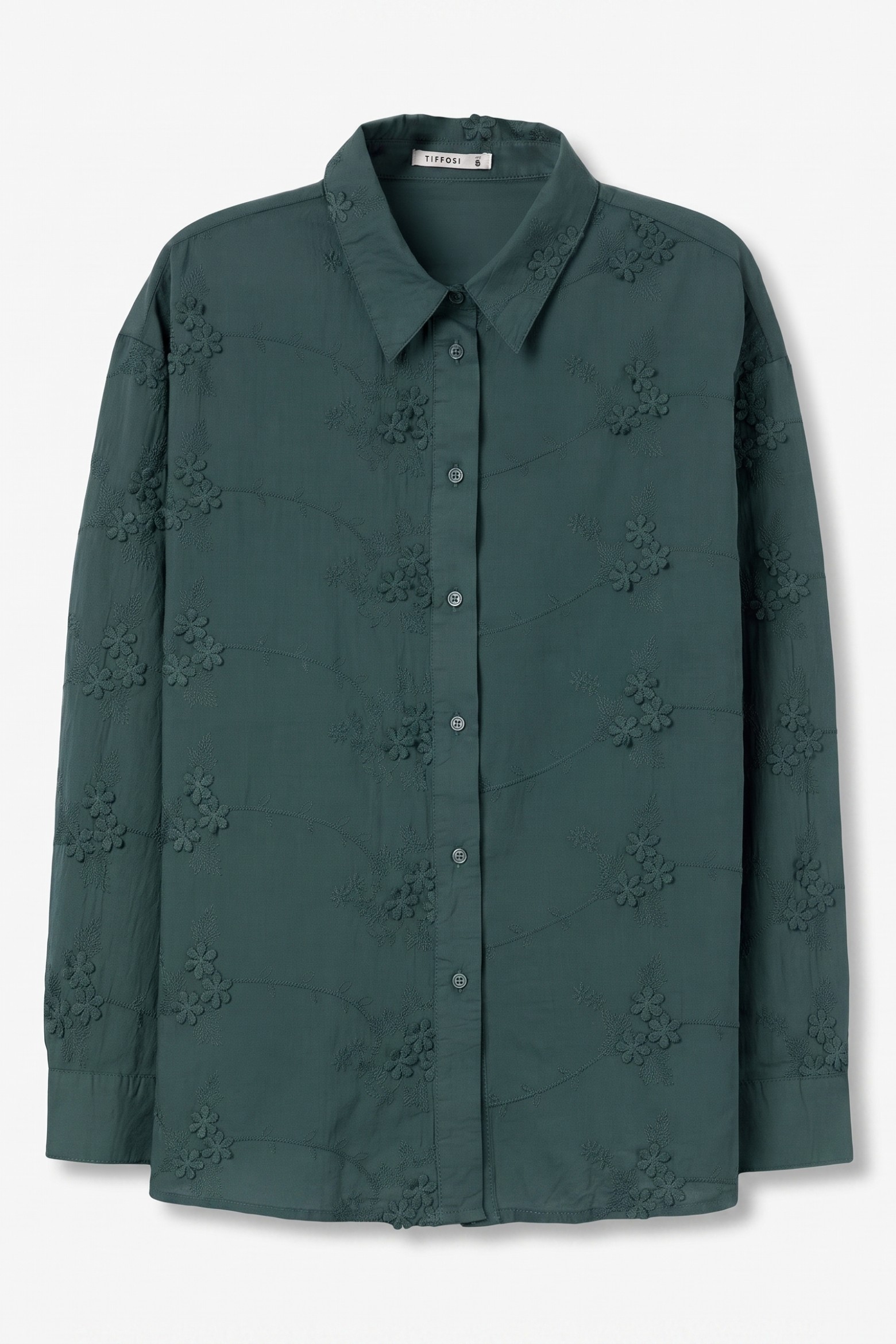 Green Embroidered Long Sleeve Shirt
