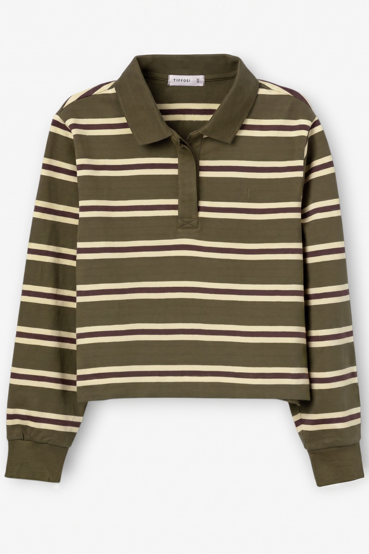 Sudadera cropped verde rayas