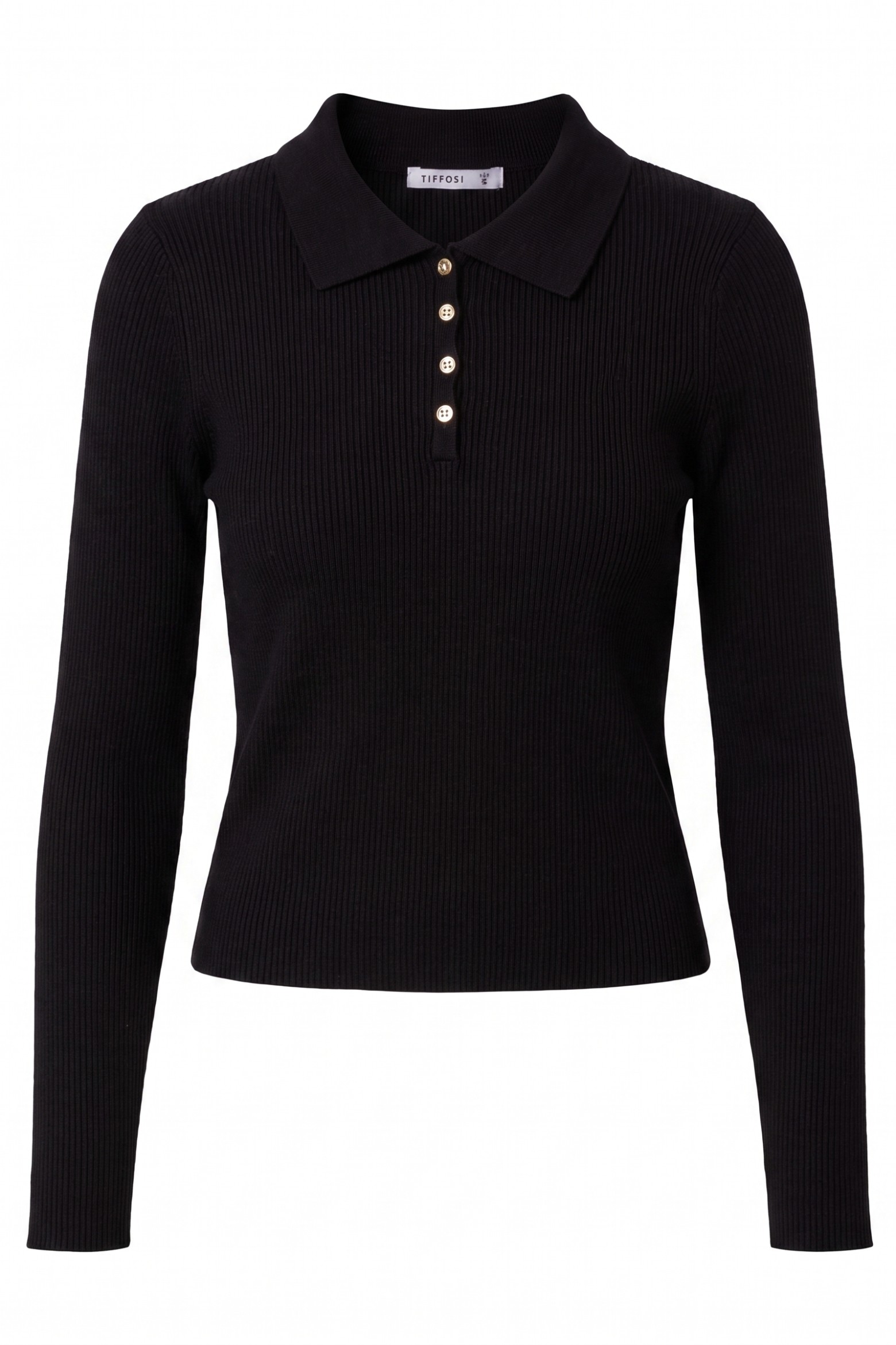 Black Fitted Polo Sweater