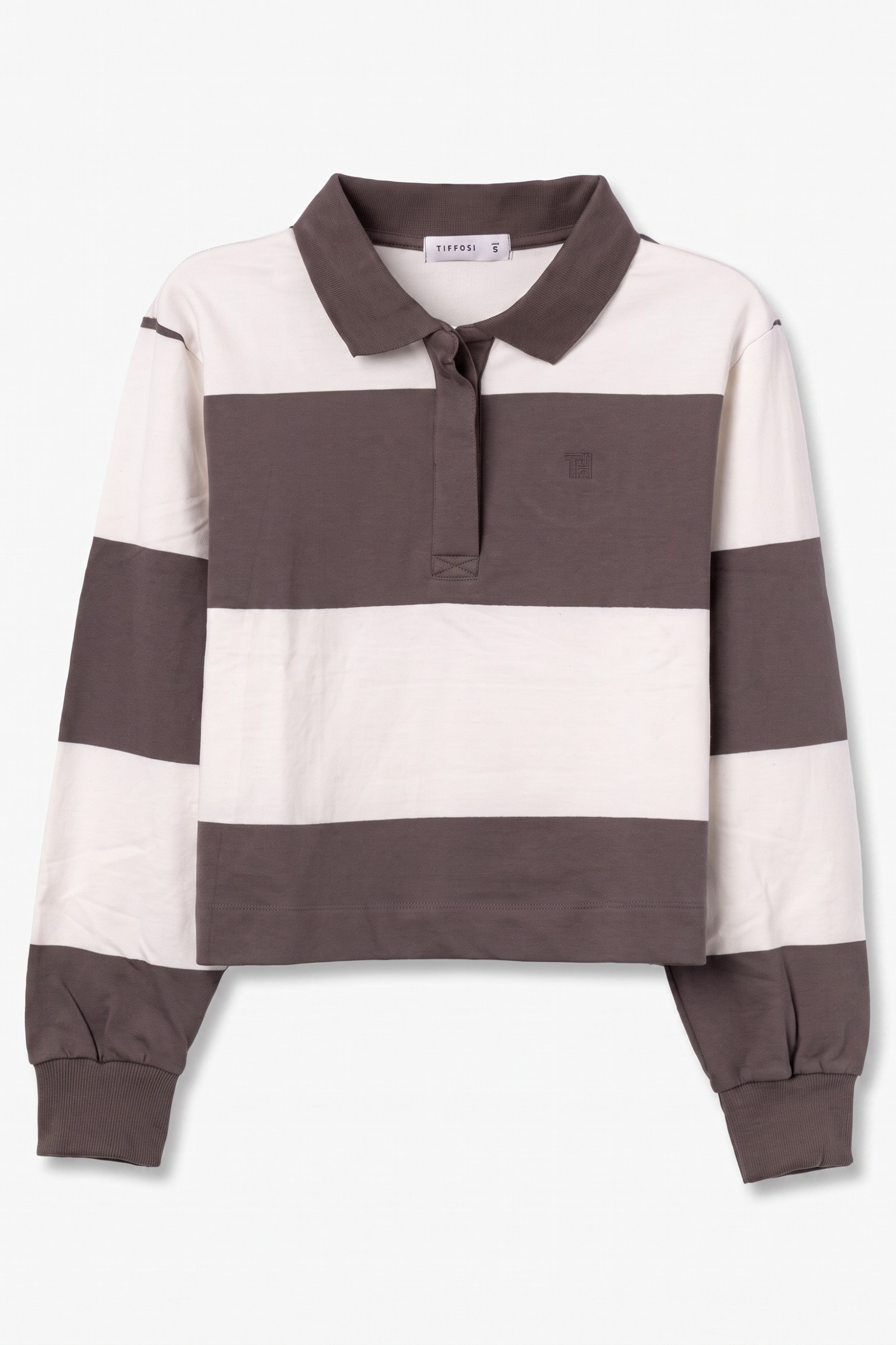 Camisola cropped riscas largas