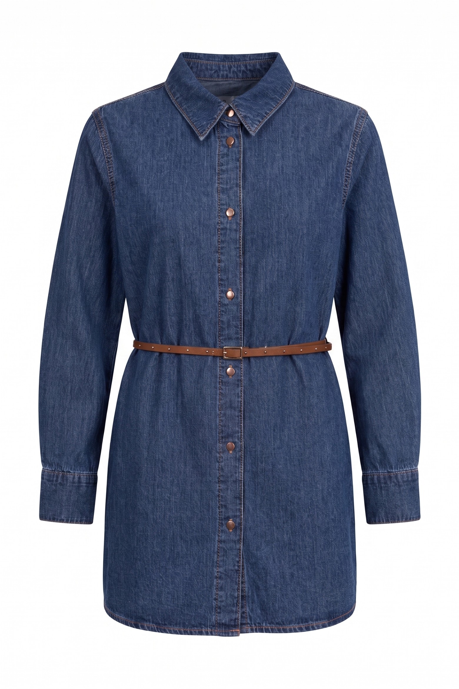 Blue Oversize Belted Shirt