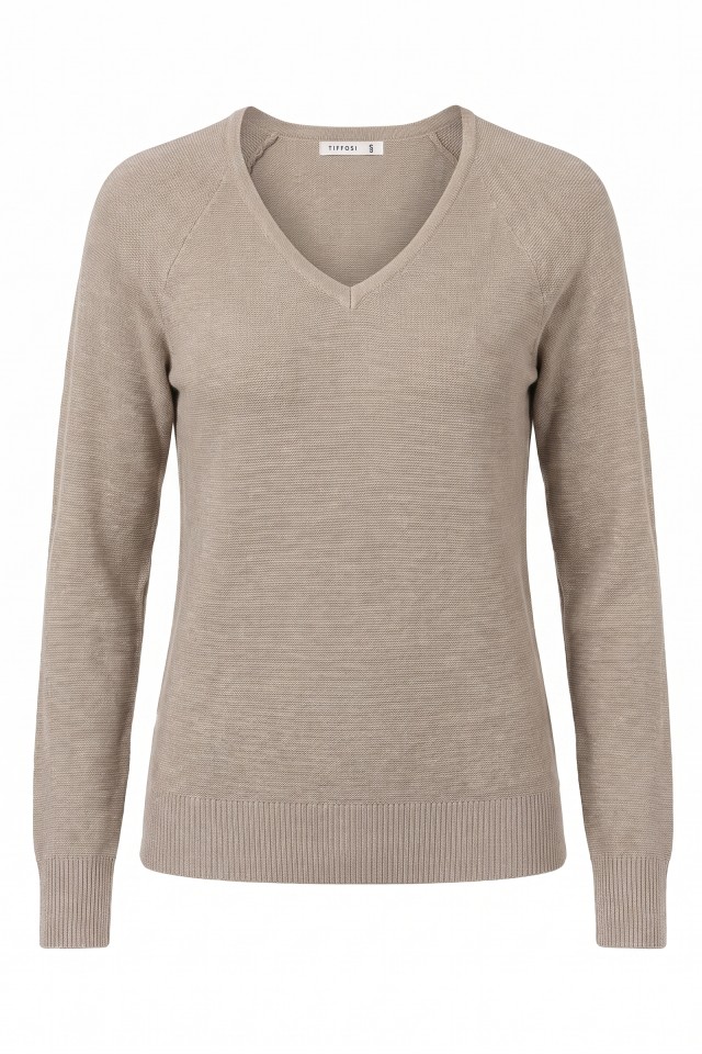 Jersey beige escote pico Jersey beige escote pico