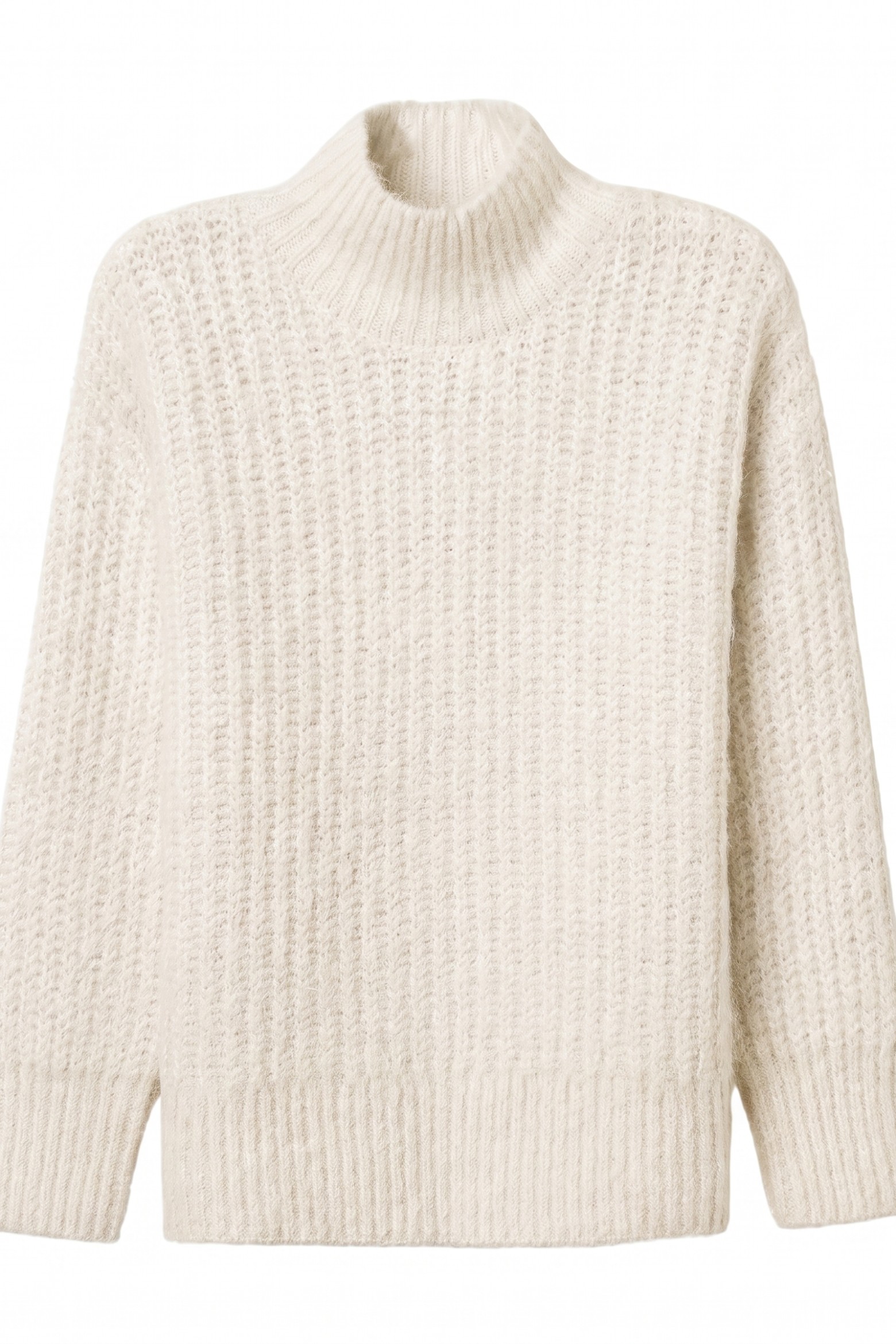 Chunky Beige High-Neck Sweater