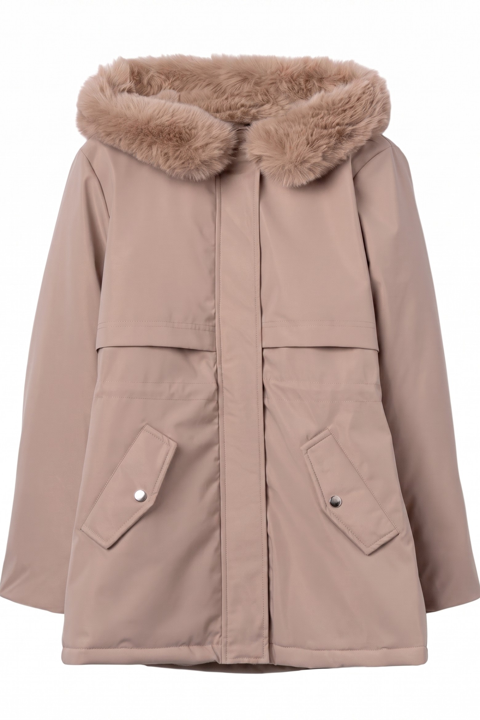 Abrigo beige con capucha