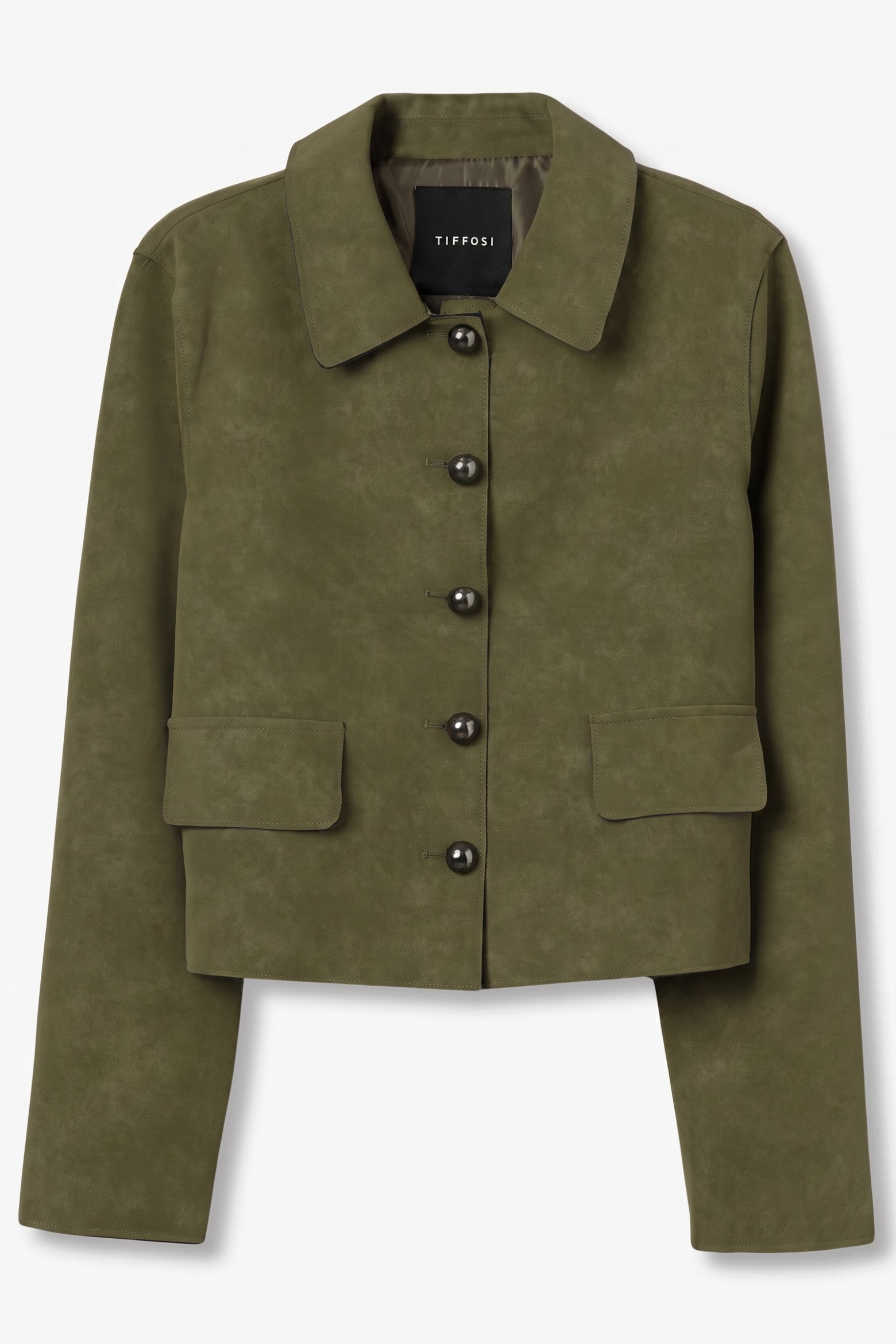 Casaco curto verde bot�es