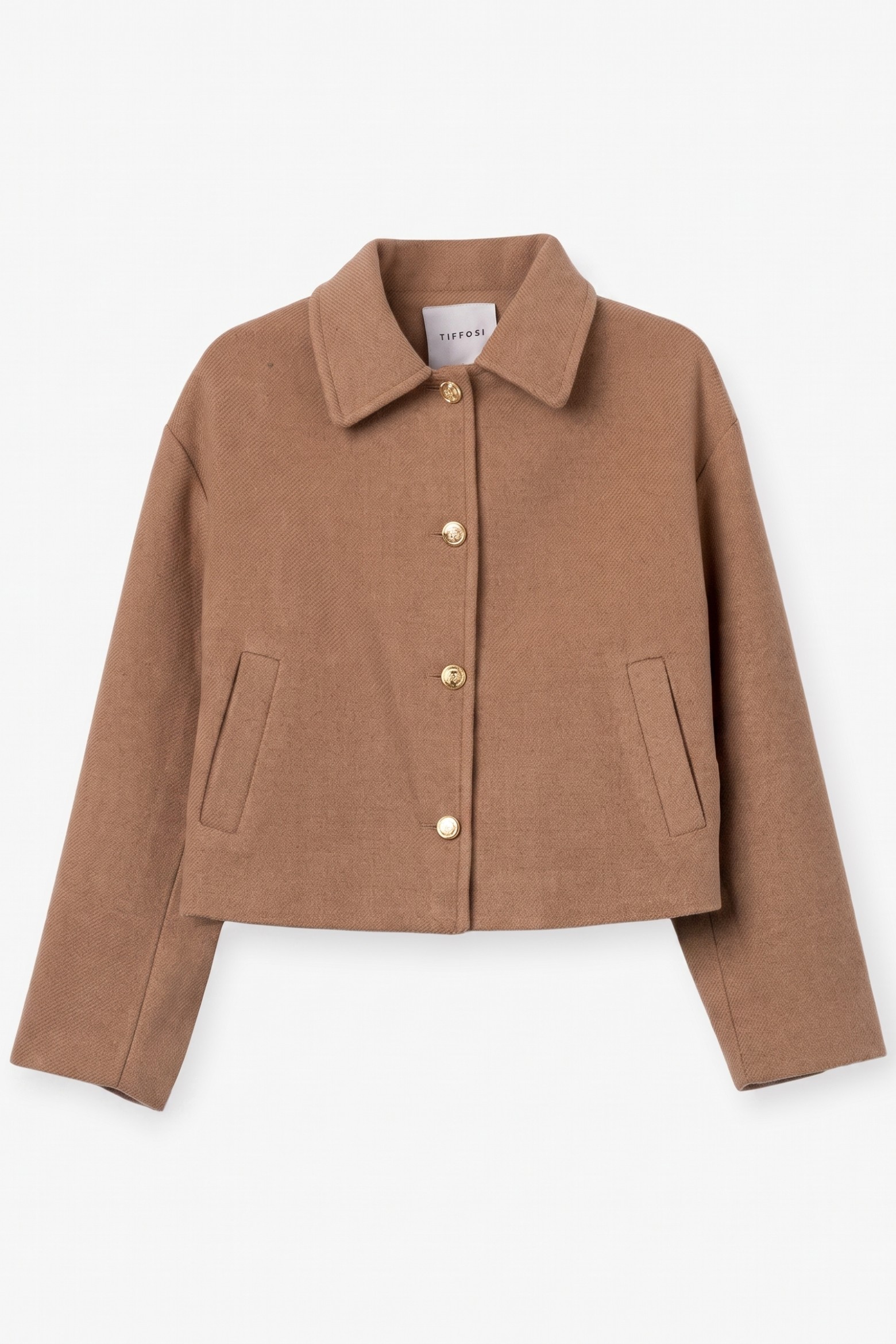 Beige Cropped Casual Jacket