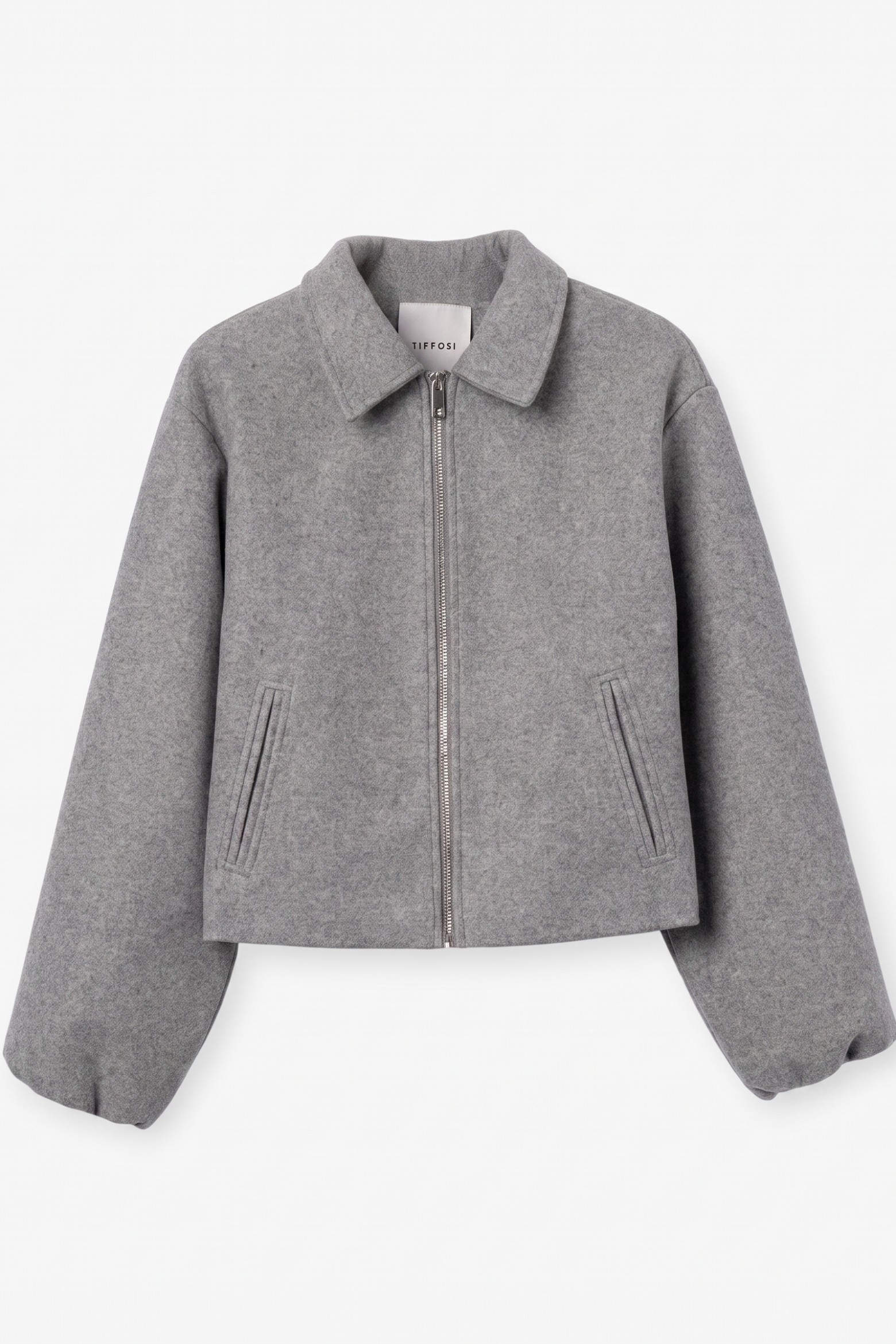 Chaqueta gris melange cropped