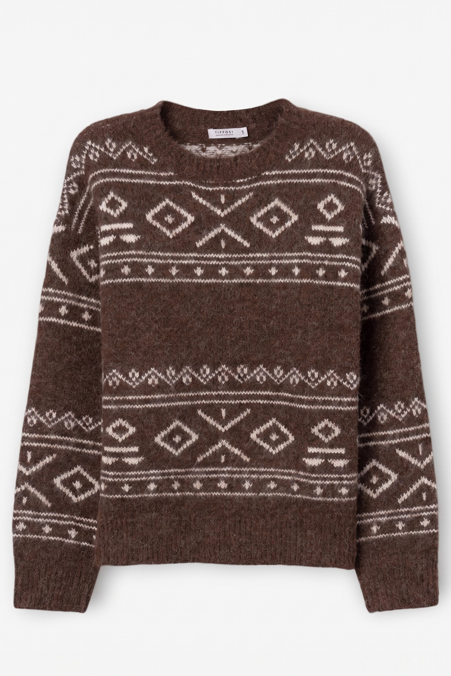 Jersey beige con estampado �tnico
