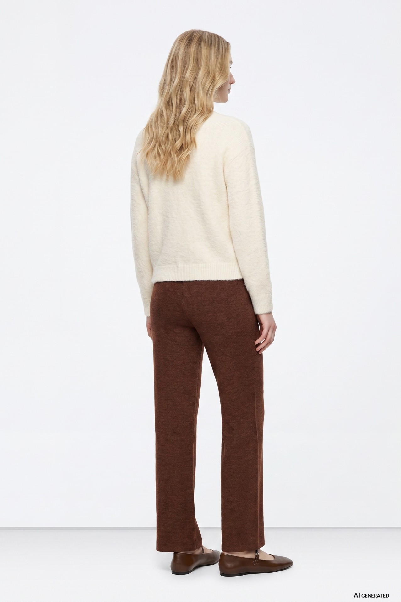 Pantal�n ancho marr�n mujer