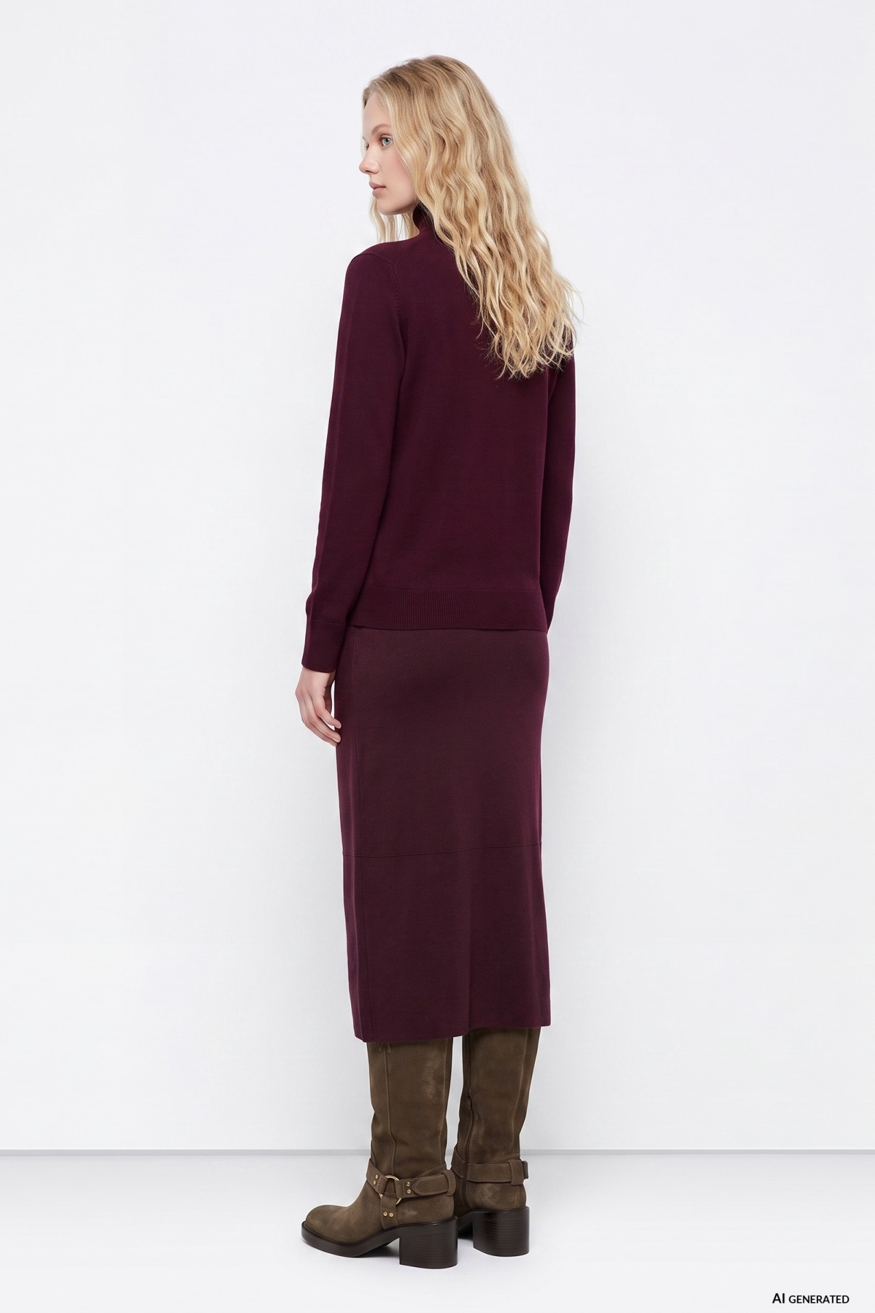 Burgundy Midi Skirt