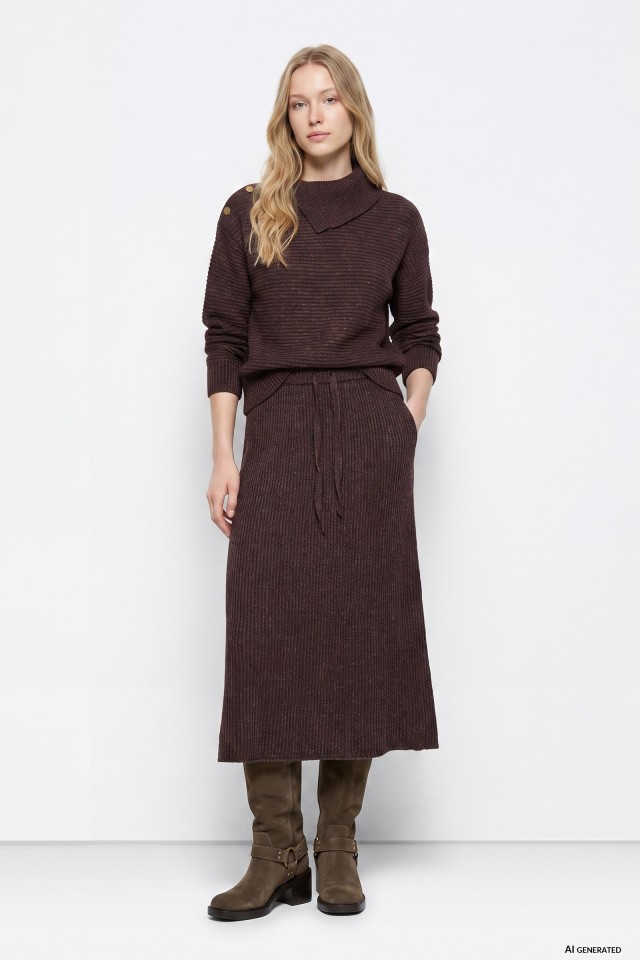 Brown Midi Skirt