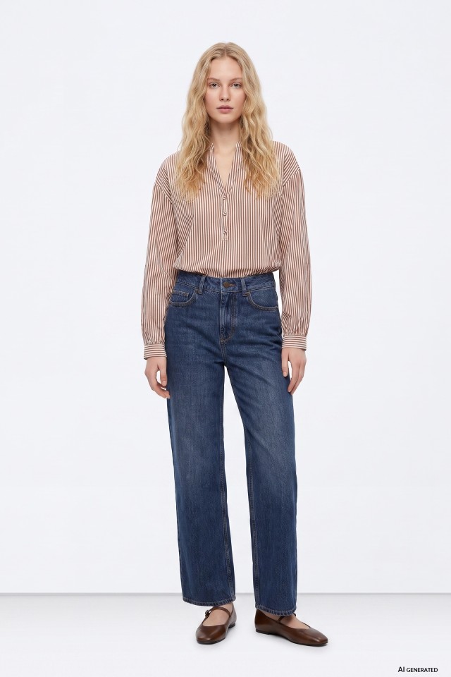 Wide-Leg Blue Jeans
