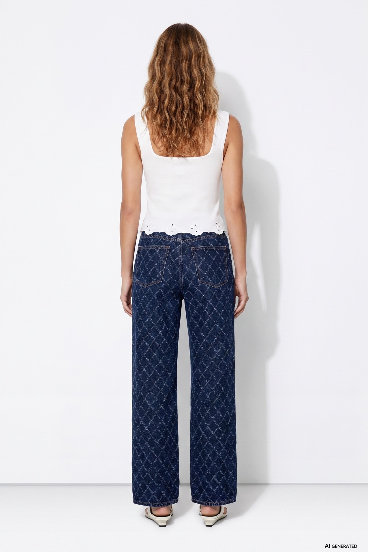 Wide Leg Patterned Jeans