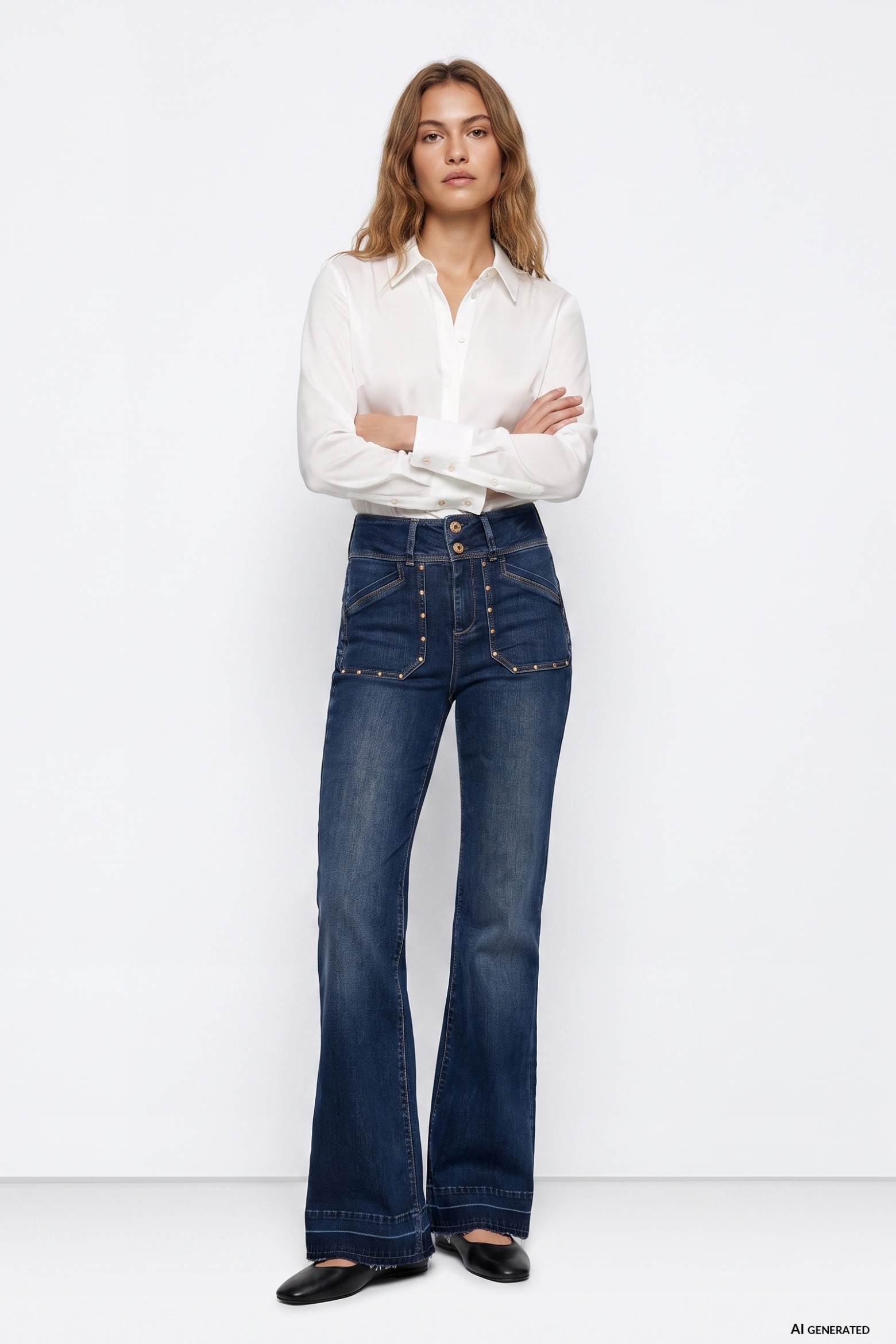 Wide Leg Double-Up Jeans