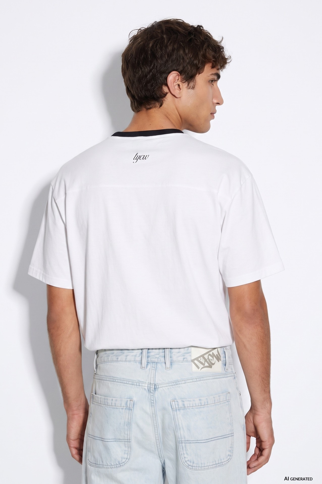 Camiseta blanca cuello en pico