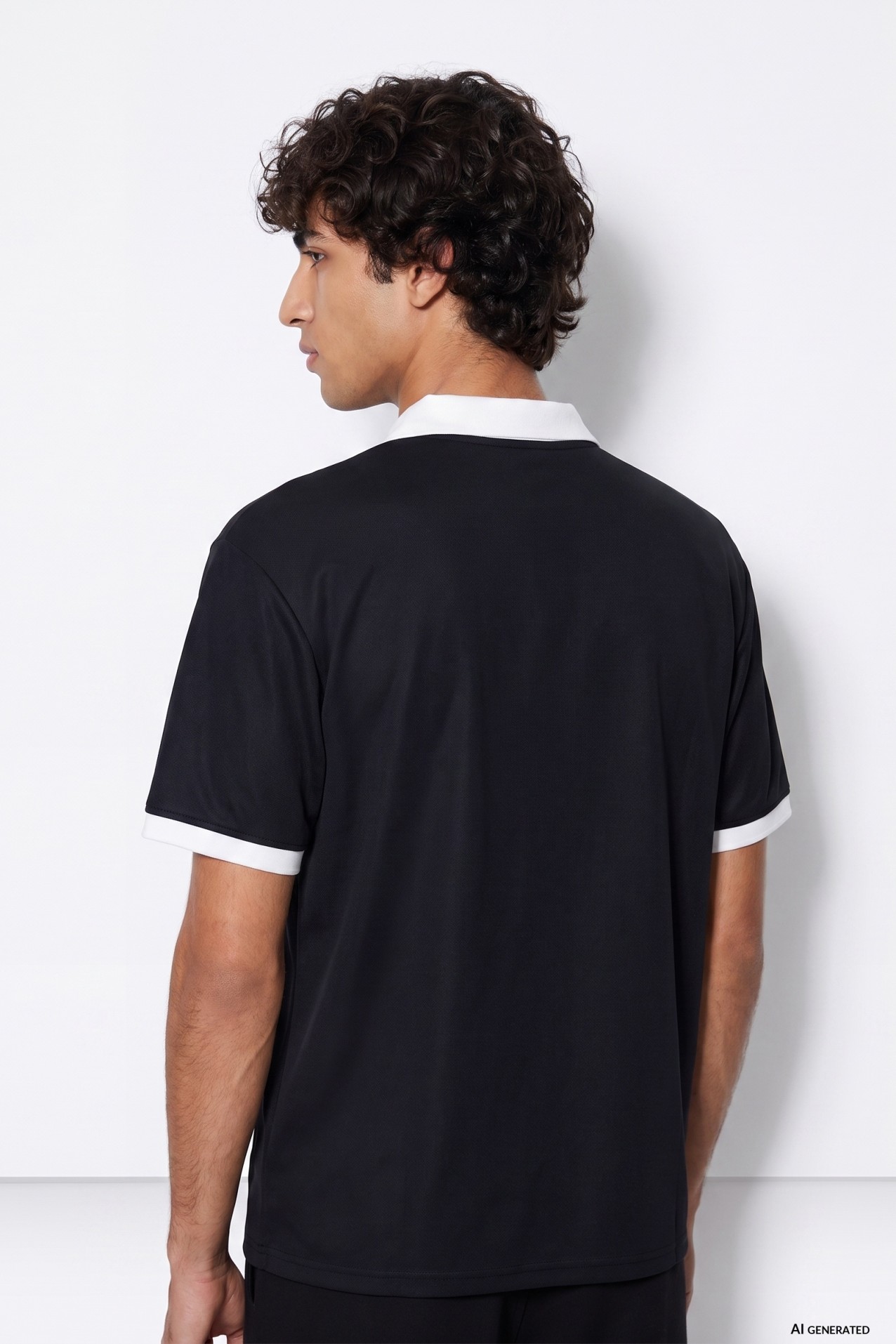 T-shirt preta gola contrastante
