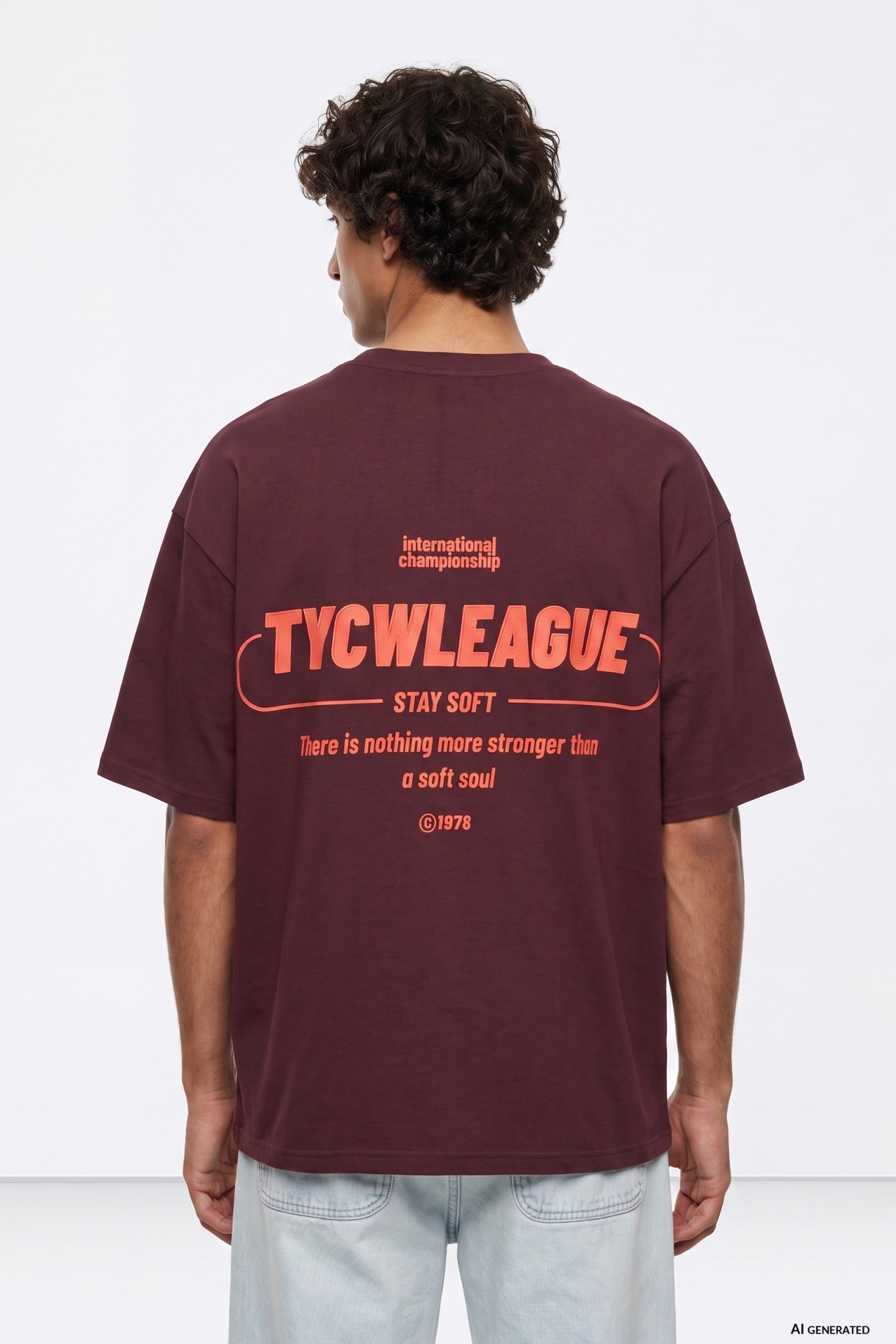 Oversize Burgundy T-shirt Print