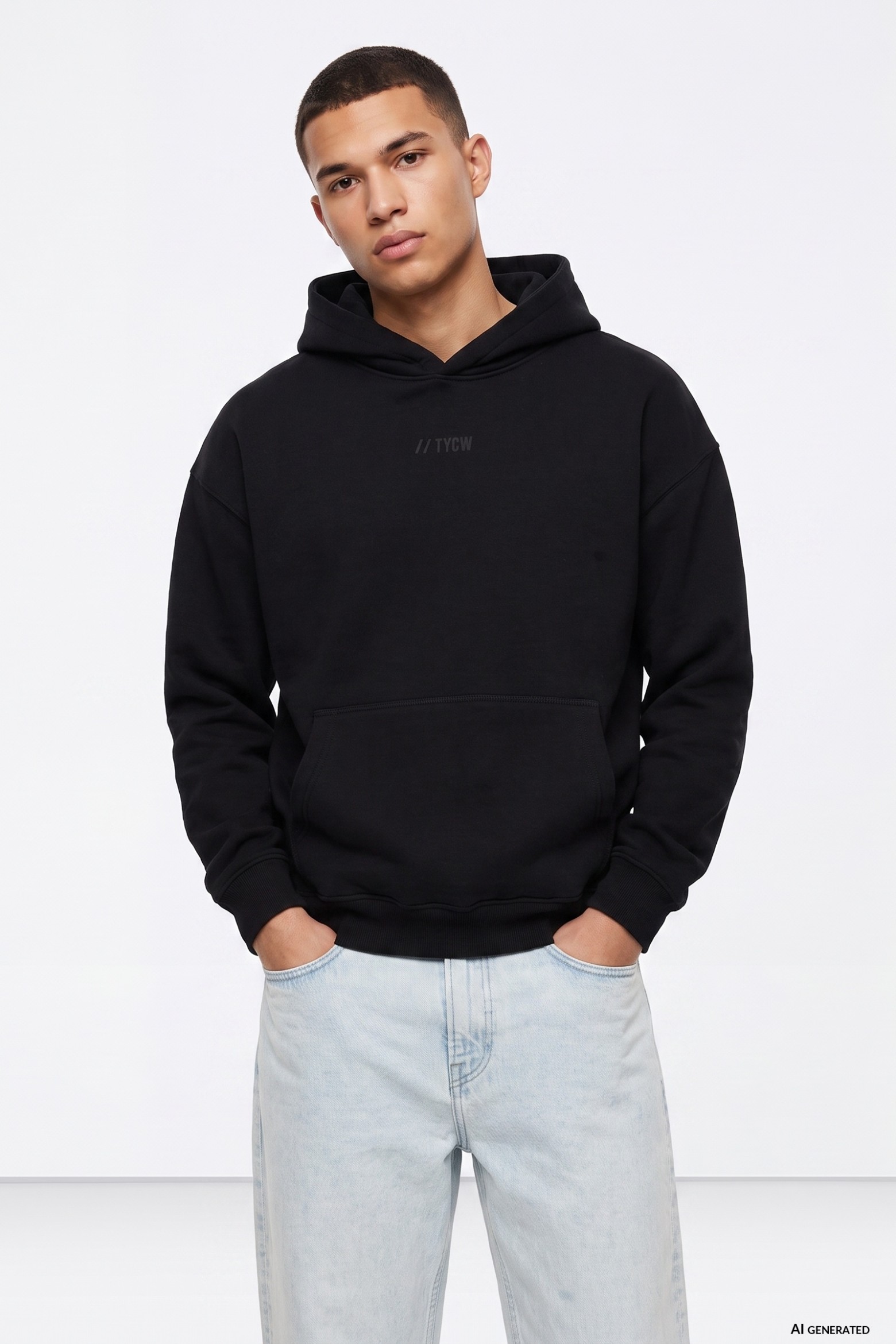Hoodie preto sporty casual