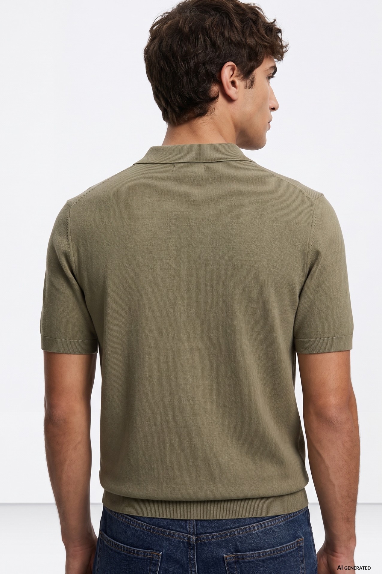 Beige Short Sleeve Knit Polo