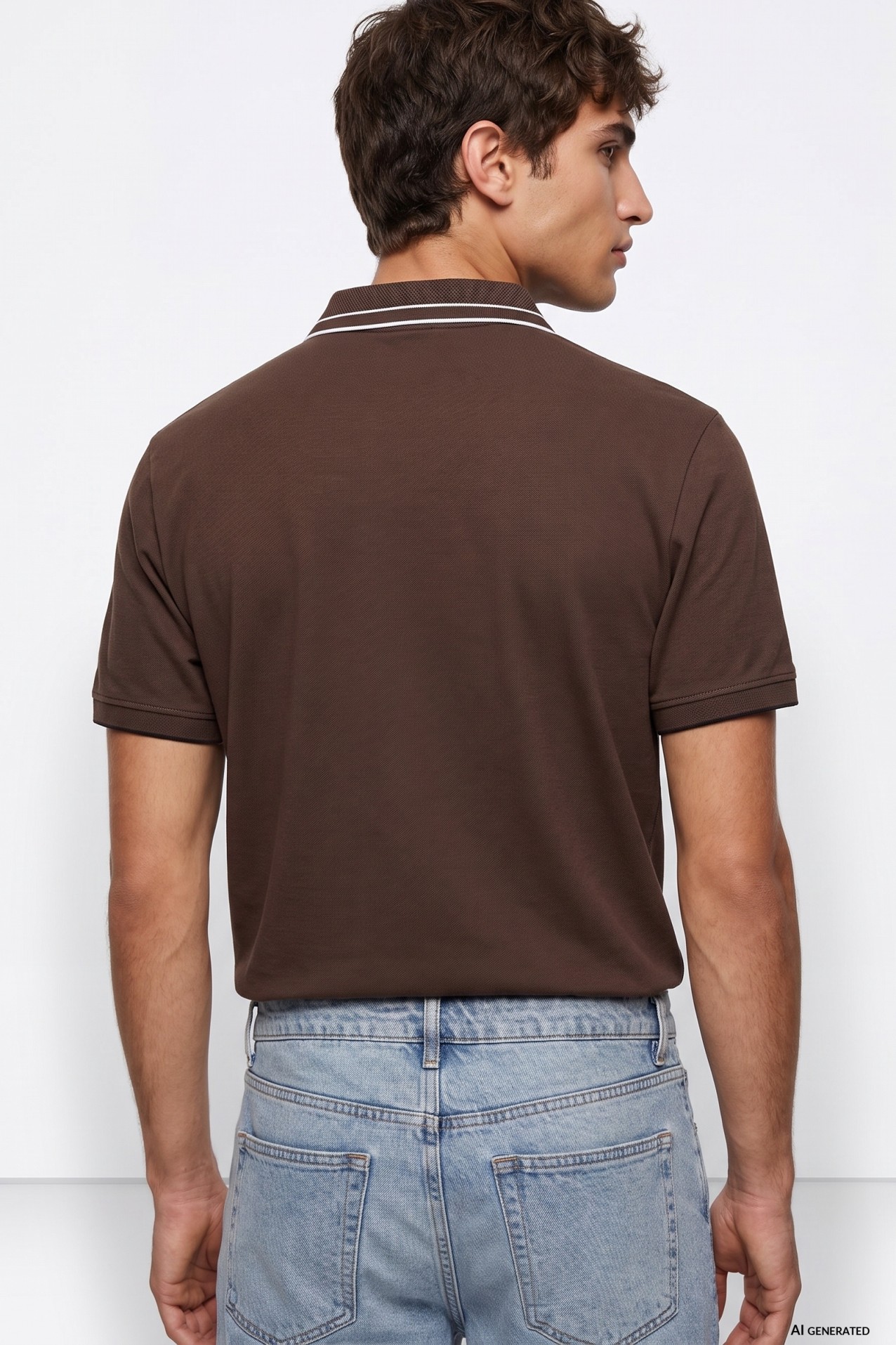 Polo marr�n cl�sico corto