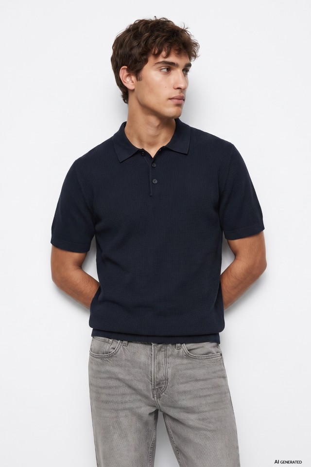 Dark Blue Slim Polo Shirt