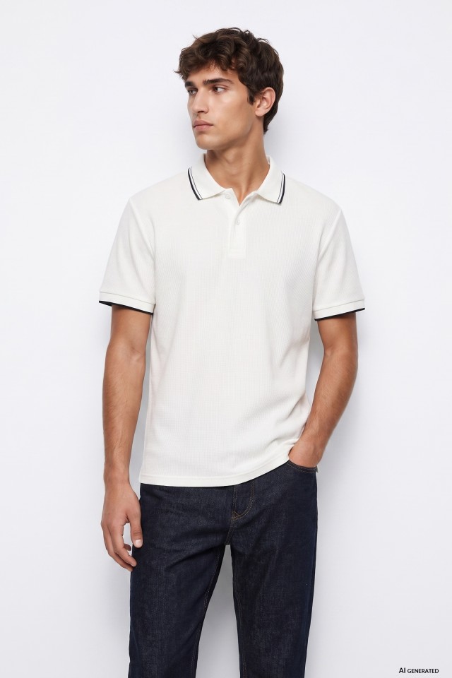 Polo Manga Corta Beige
