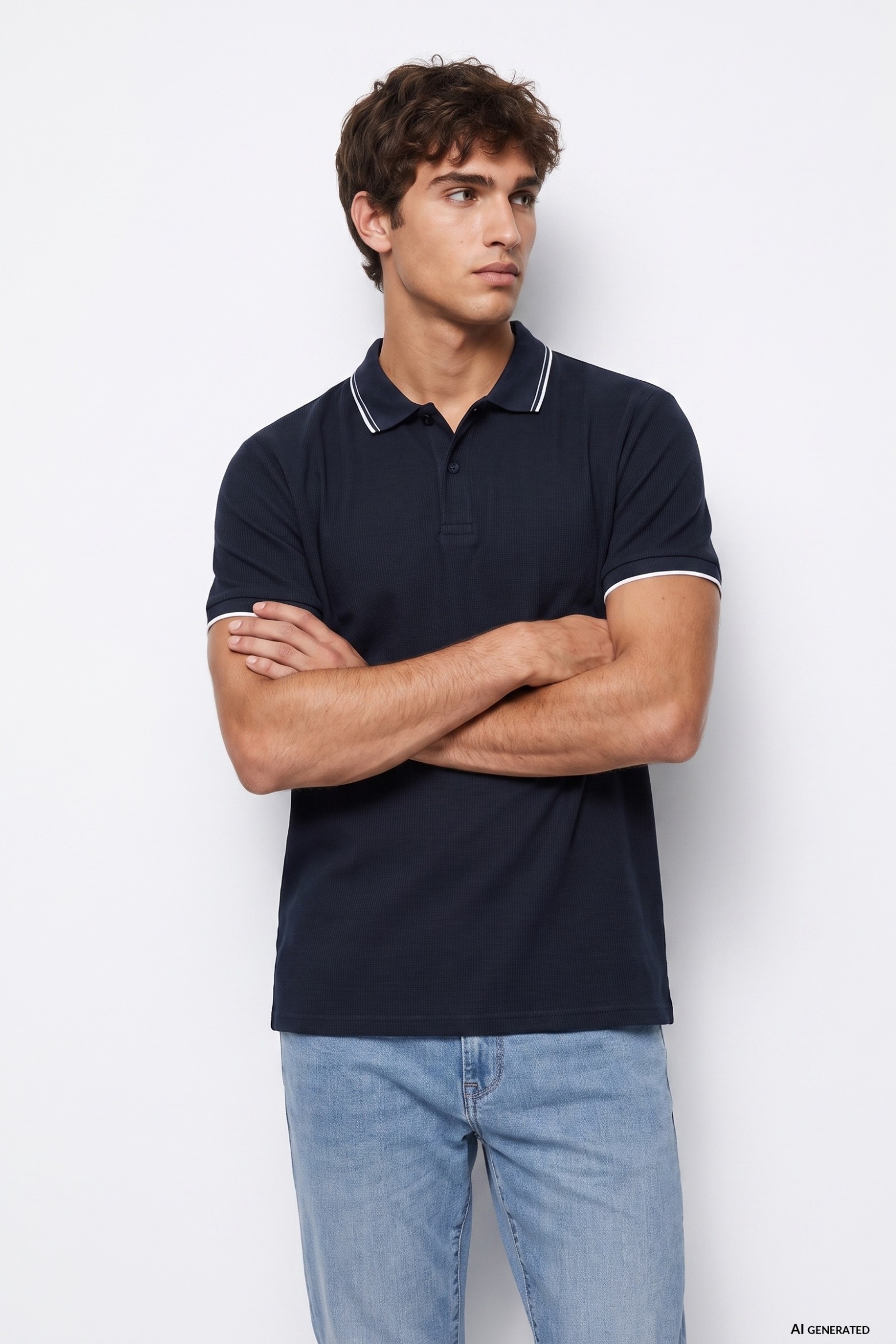 Polo Manga Corta Azul