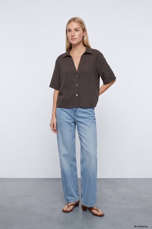 Chocolate Brown Short Sleeve Shirt