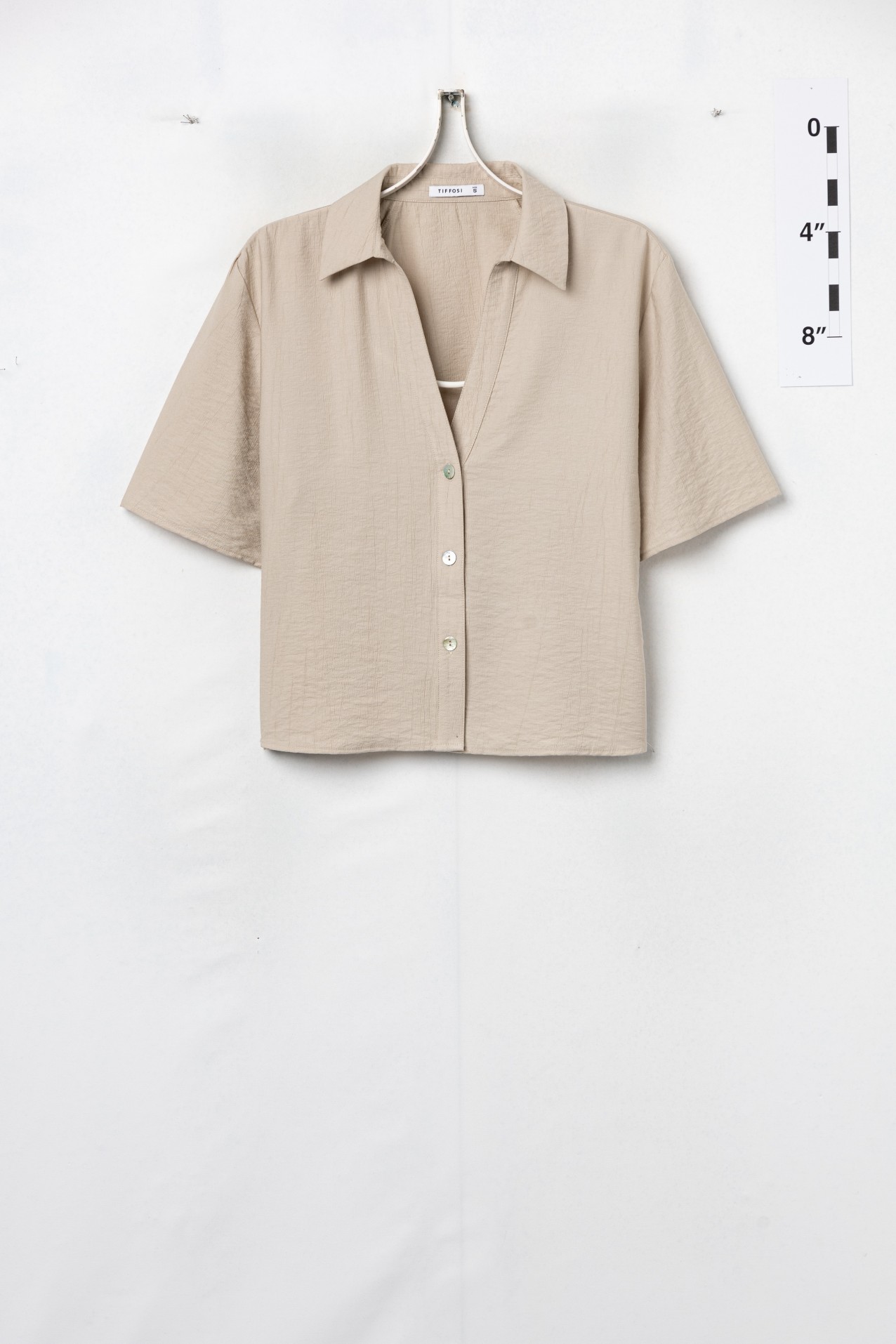 Camisa Manga Corta Beige