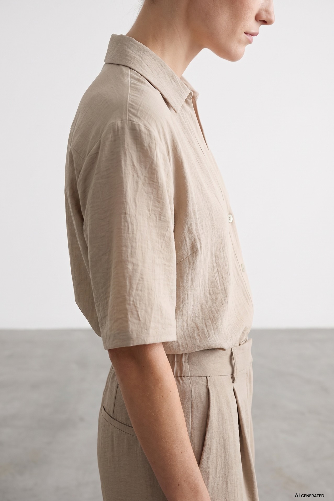 Beige Short Sleeve Shirt