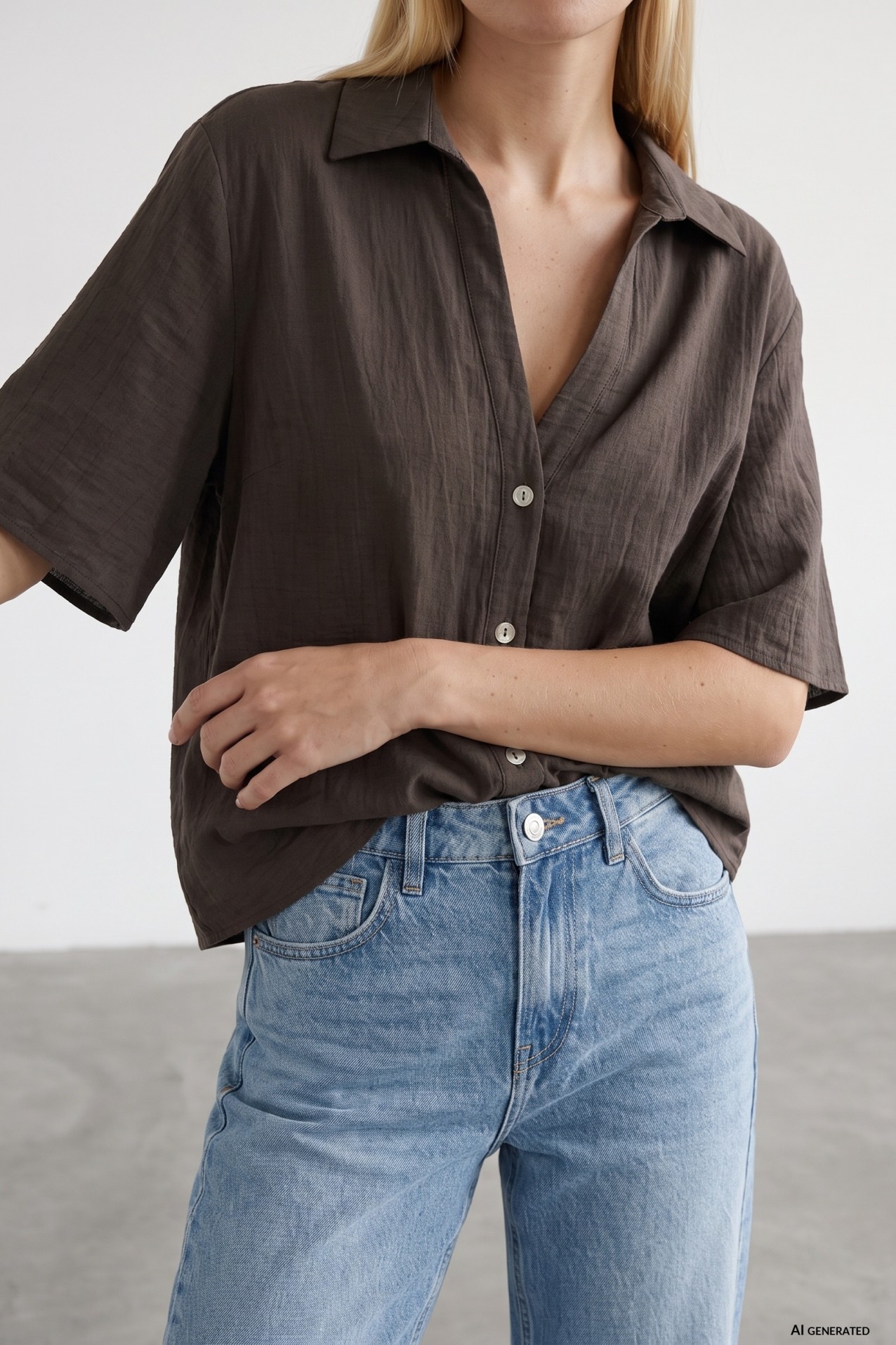 Chocolate Boxy Short Sleeve Shirt